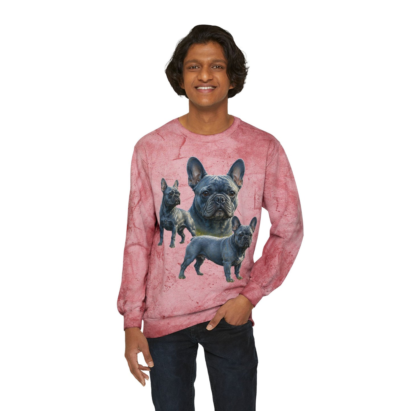 Blue French Bulldog Sweatshirt, Frenchie Crewneck, Realistic French Bulldog Sweatshirt, Dog Mom Gift, Blue Frenchie Graphic Sweatshirt, French Bulldog Lover