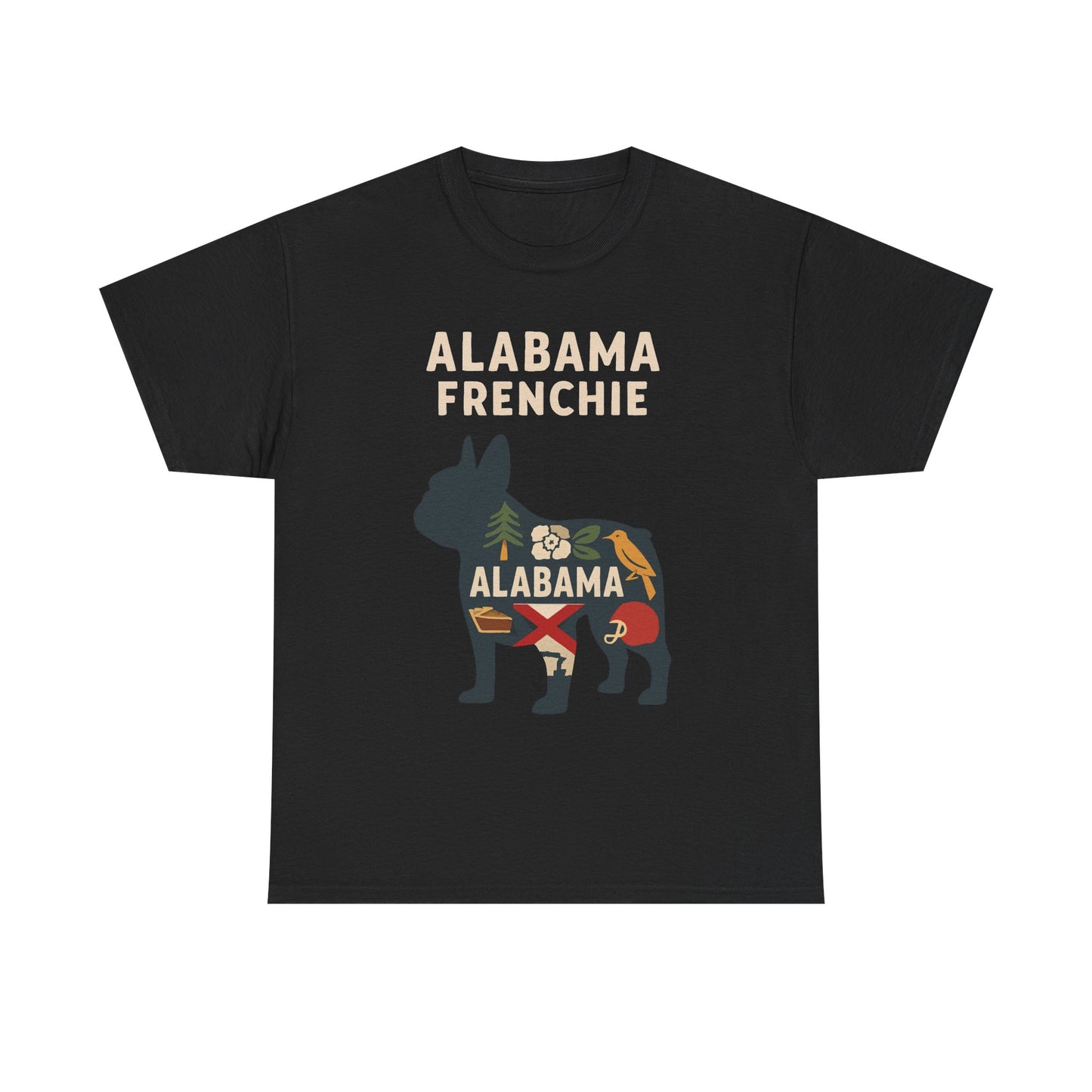 Alabama Frenchie T-Shirt – French Bulldog State Pride Tee, Retro Alabama Dog Lover Shirt, Southern Frenchie Gift for Pet Lovers