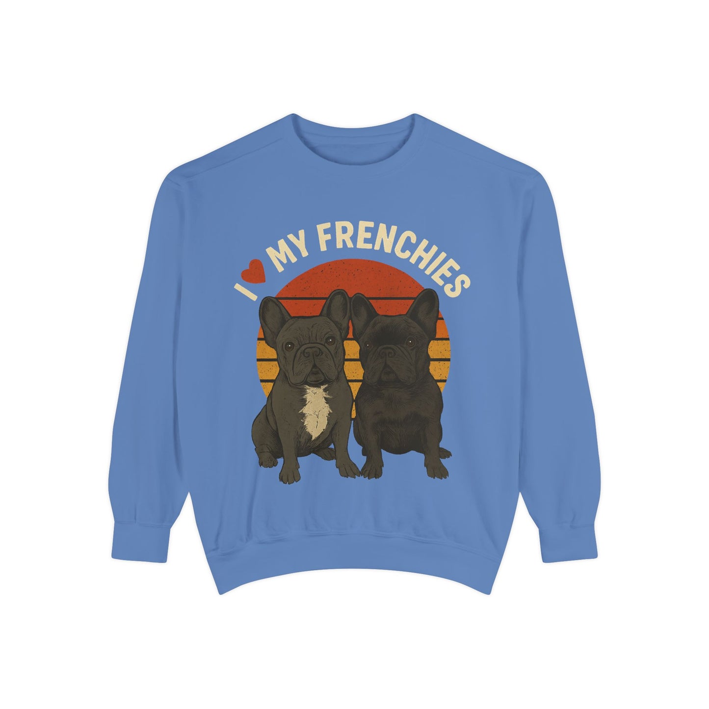 I Love My Frenchies Sweatshirt | Retro French Bulldog Pullover | Vintage Dog Mom Crewneck | Cozy Frenchie Lover Sweater