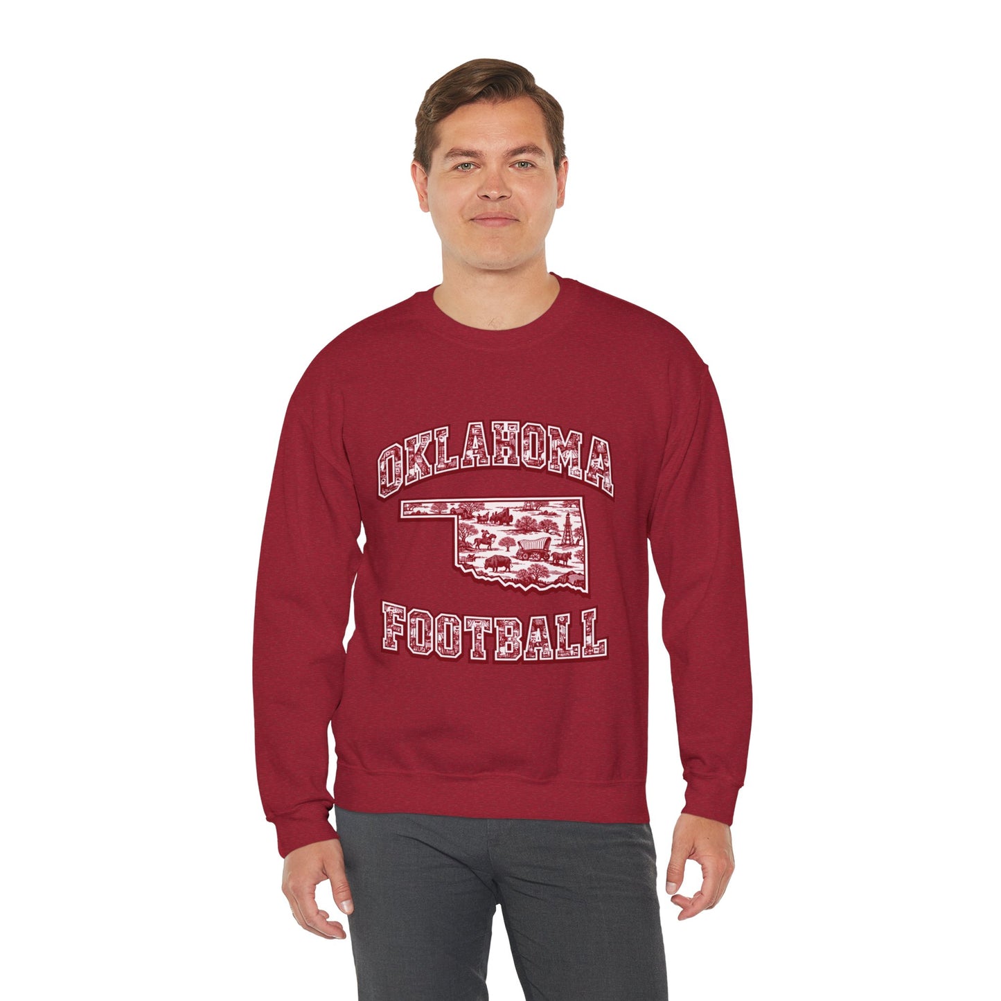 Oklahoma Football Sweatshirt, Oklahoma State Toile Crewneck, Crimson Game Day Sweatshirt, Oklahoma Fan Gift, Vintage Football Crewneck, sooner