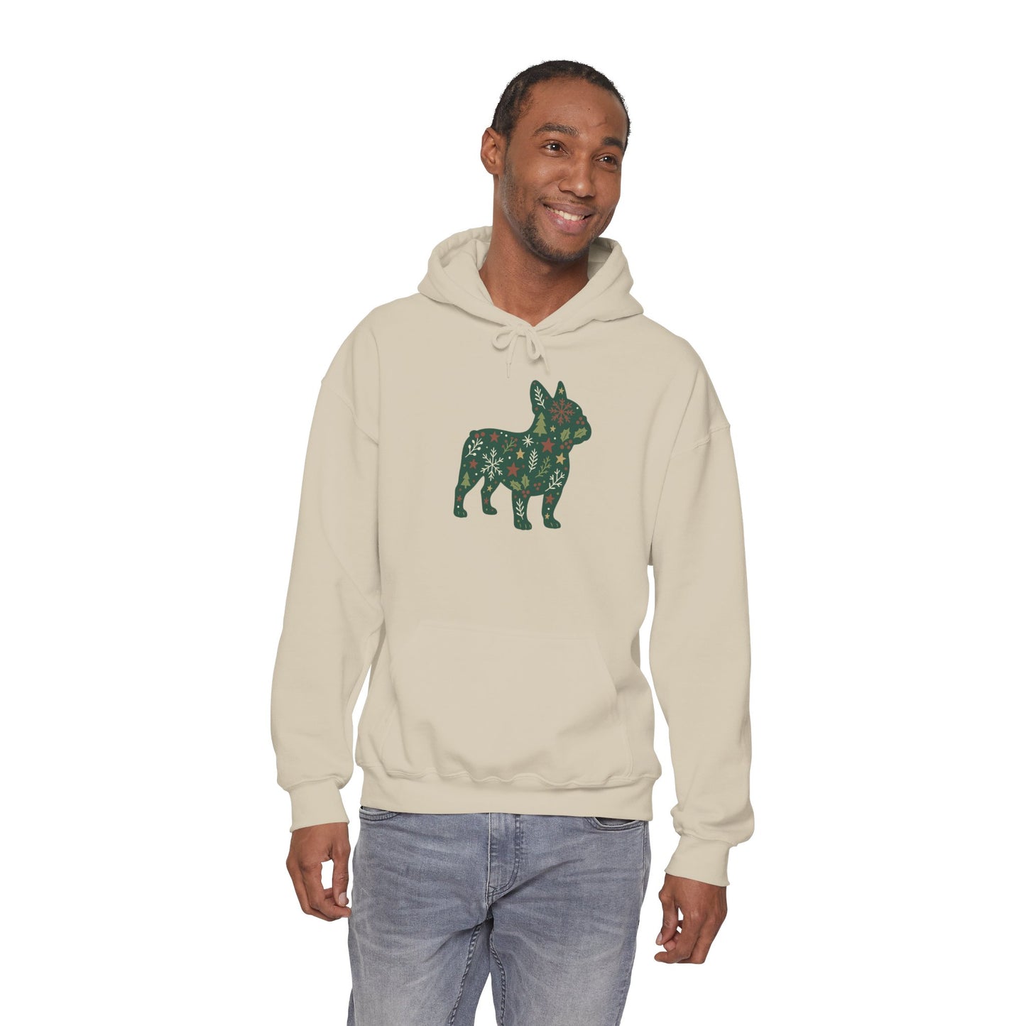 Christmas Frenchie Hoodie | Holiday French Bulldog Sweatshirt | Cute Dog Mom Gift | Frenchie Lover Xmas Hoodie | Winter Dog Silhouette Pullover