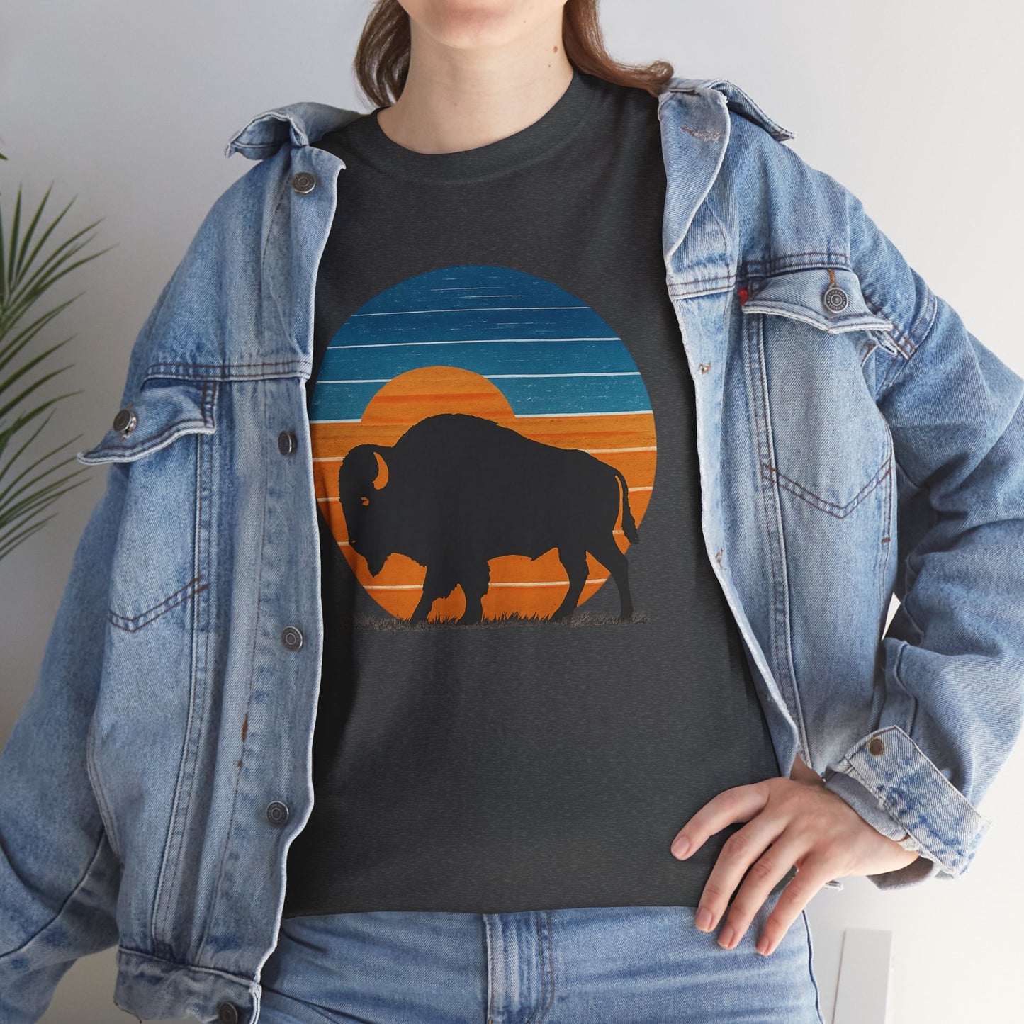 Oklahoma Bison Sunset Shirt | Retro Buffalo Tee | OKC Basketball Colors T-Shirt