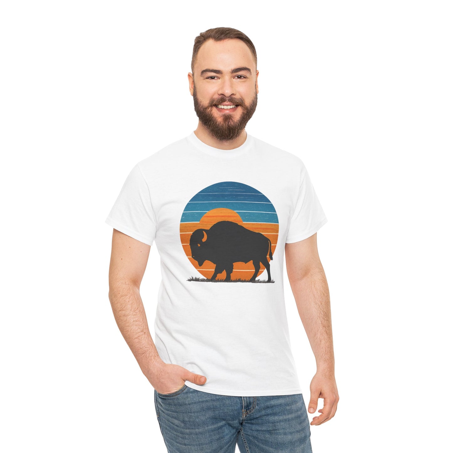 Oklahoma Bison Sunset Shirt | Retro Buffalo Tee | OKC Basketball Colors T-Shirt