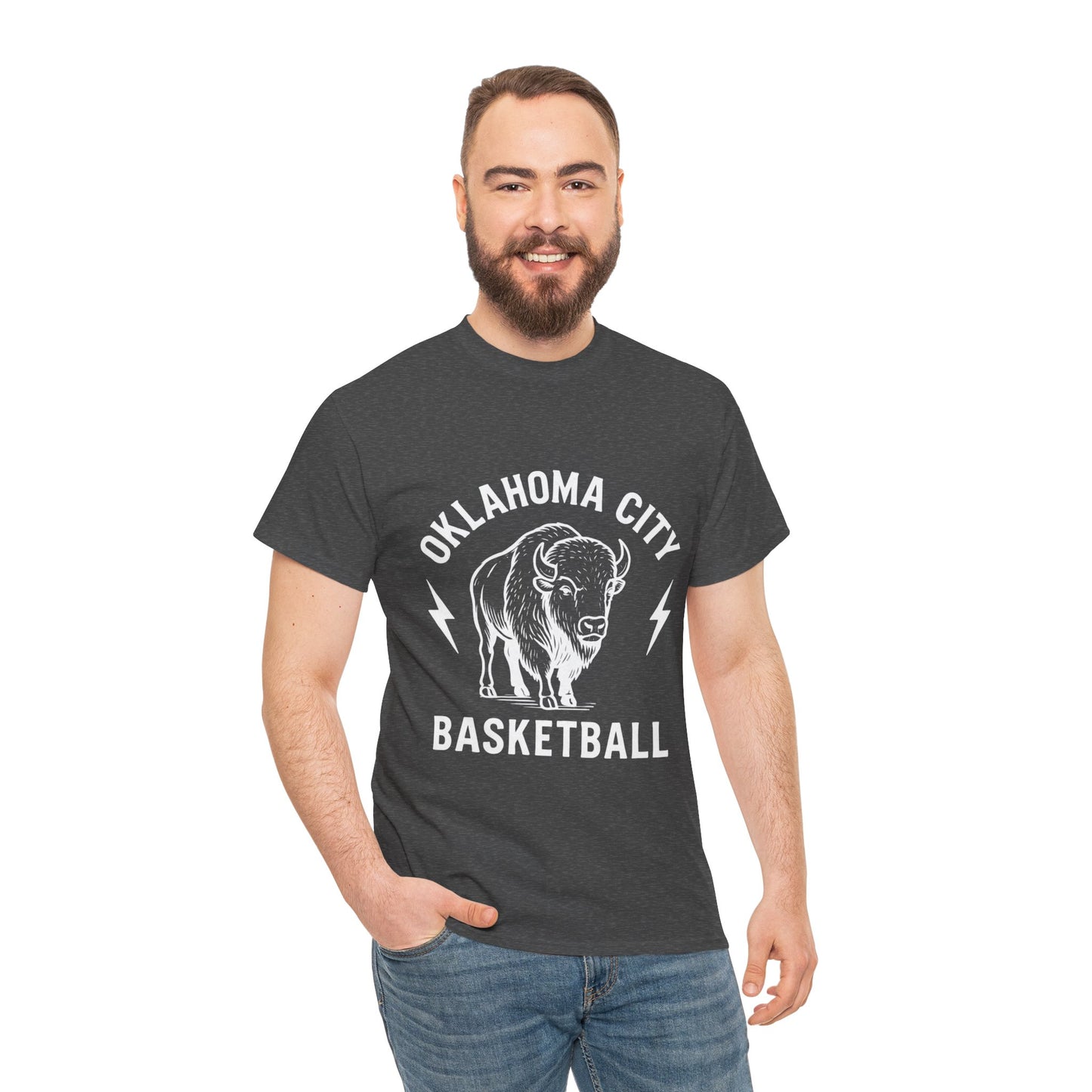 Oklahoma City Bison Basketball Shirt • OKC Hoops Tee • Retro Thunder Spirit T-Shirt • Western Bison Basketball Fan Shirt