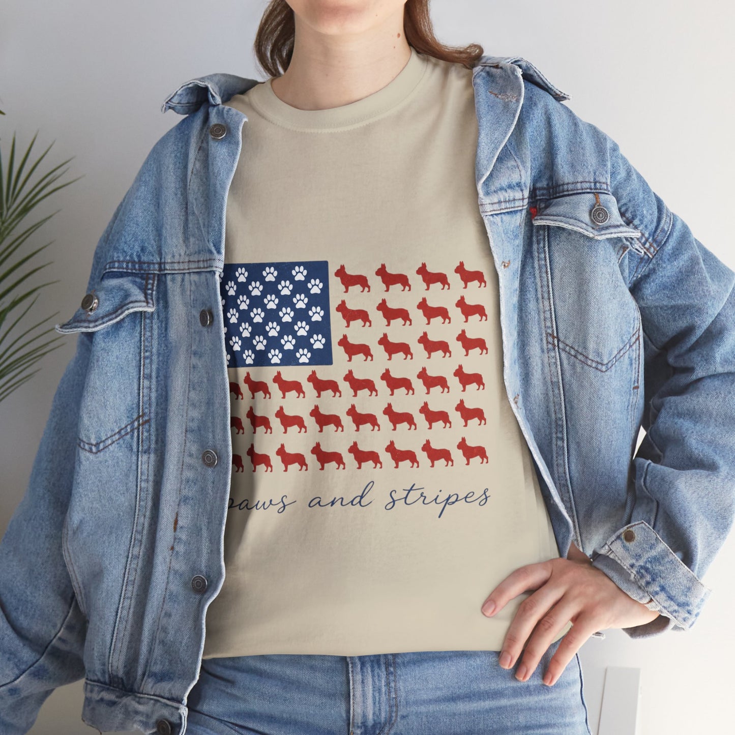 Paws and Stripes Shirt, Patriotic French Bulldog Tee, Frenchie American Flag Shirt, 4th of July Dog Lover Gift, USA Frenchie Tee
