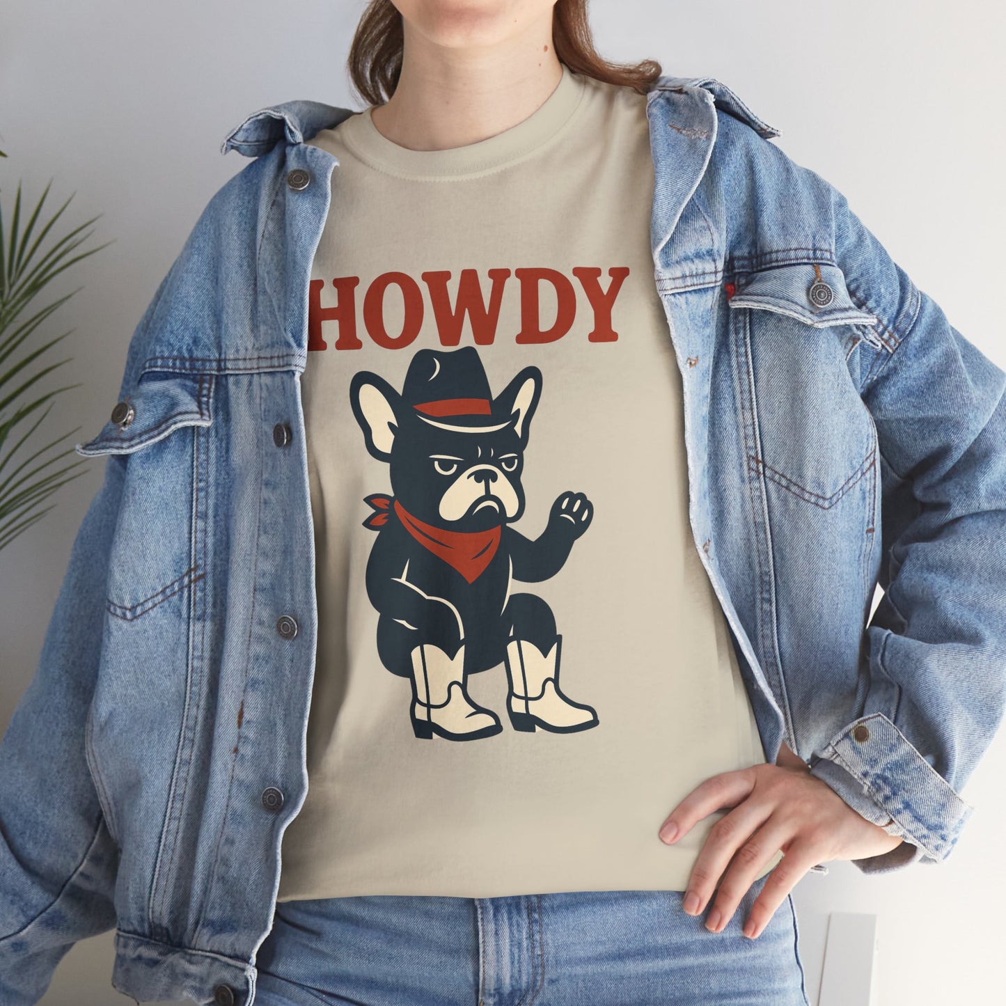 Howdy Frenchie T-Shirt | Cowboy French Bulldog Tee | Western Dog Lover Shirt | Cute Rodeo Pet Gift | Funny Frenchie Cowboy Graphic Tee