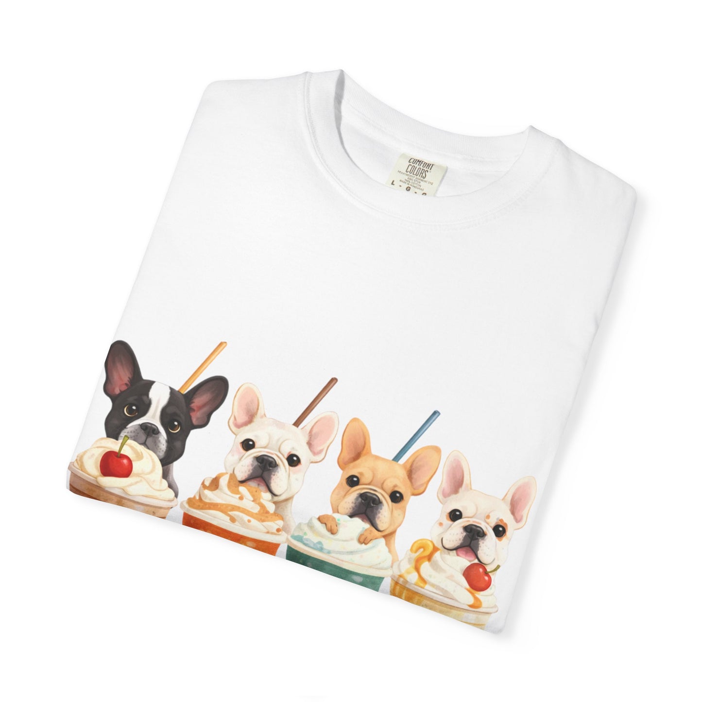 Frenchies & Frappés Shirt, French Bulldog Coffee Shirt, Cute Frenchie Café Tee, Coffee Lover Dog Shirt, Dog Mom Gift, French Bulldog Graphic Tee