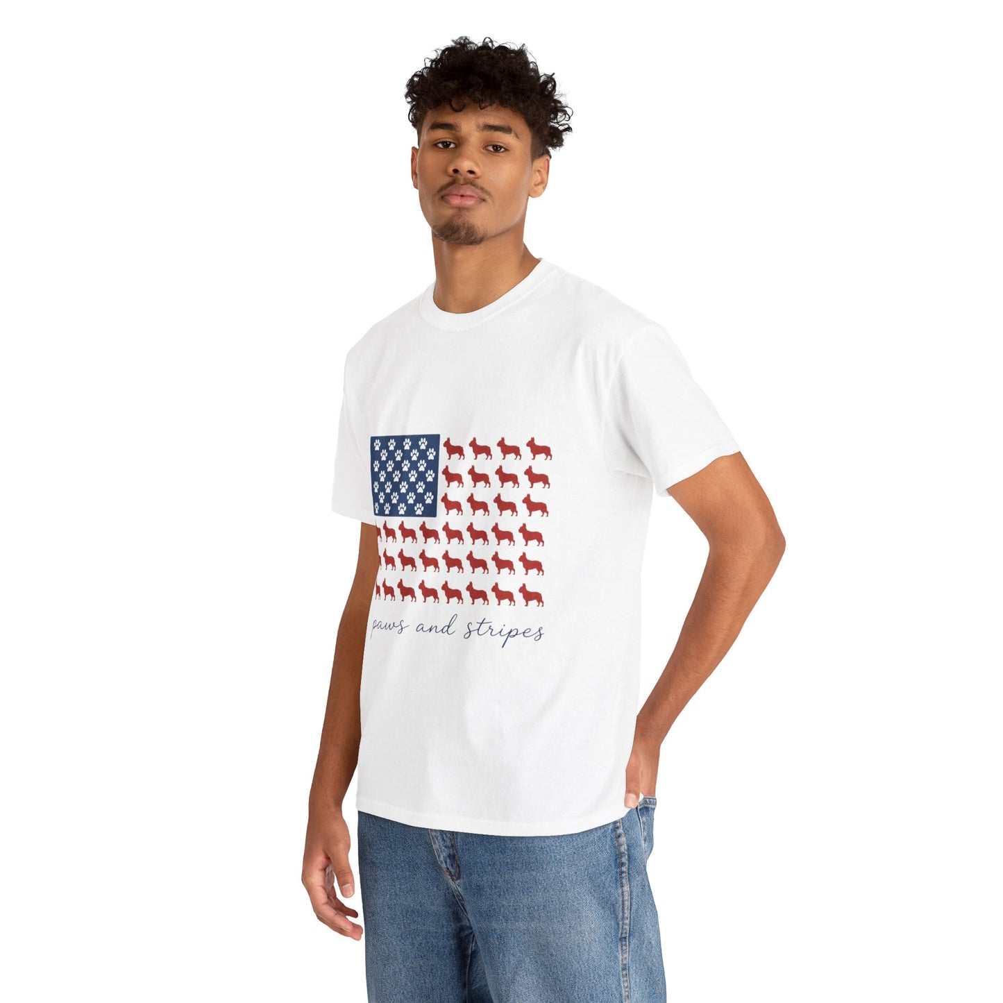 Paws and Stripes Shirt, Patriotic French Bulldog Tee, Frenchie American Flag Shirt, 4th of July Dog Lover Gift, USA Frenchie Tee