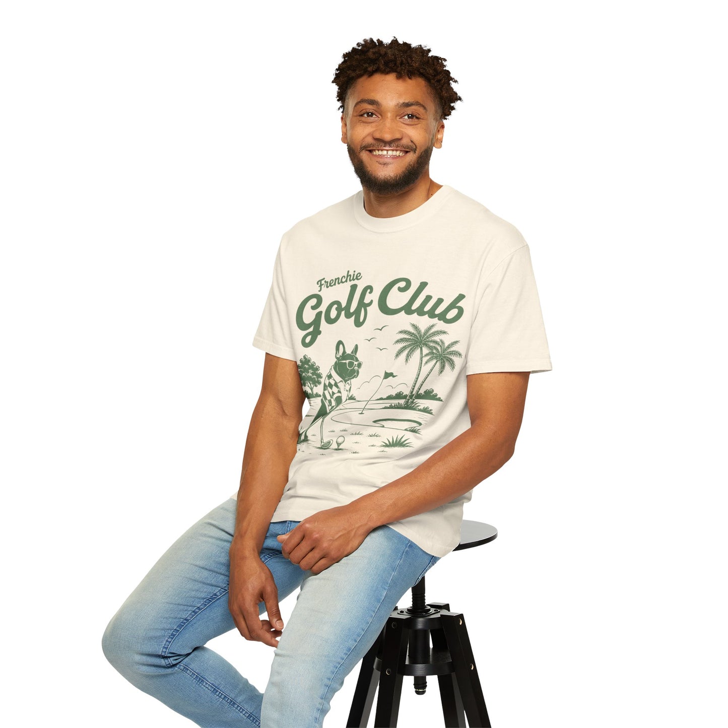 Golf Club T-Shirt — 'Frenchie Golf Club' Graphic Tee for Dog & Golf Lovers