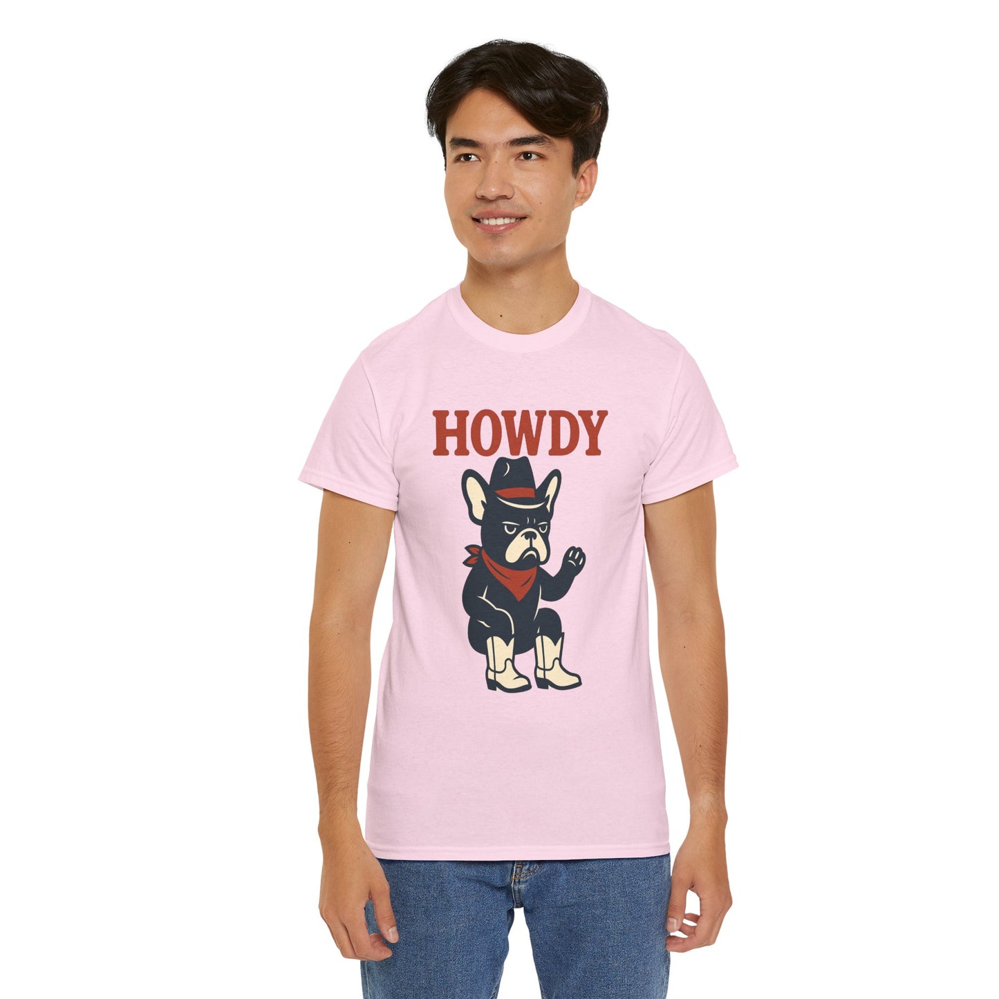 Howdy Frenchie T-Shirt | Cowboy French Bulldog Tee | Western Dog Lover Shirt | Cute Rodeo Pet Gift | Funny Frenchie Cowboy Graphic Tee