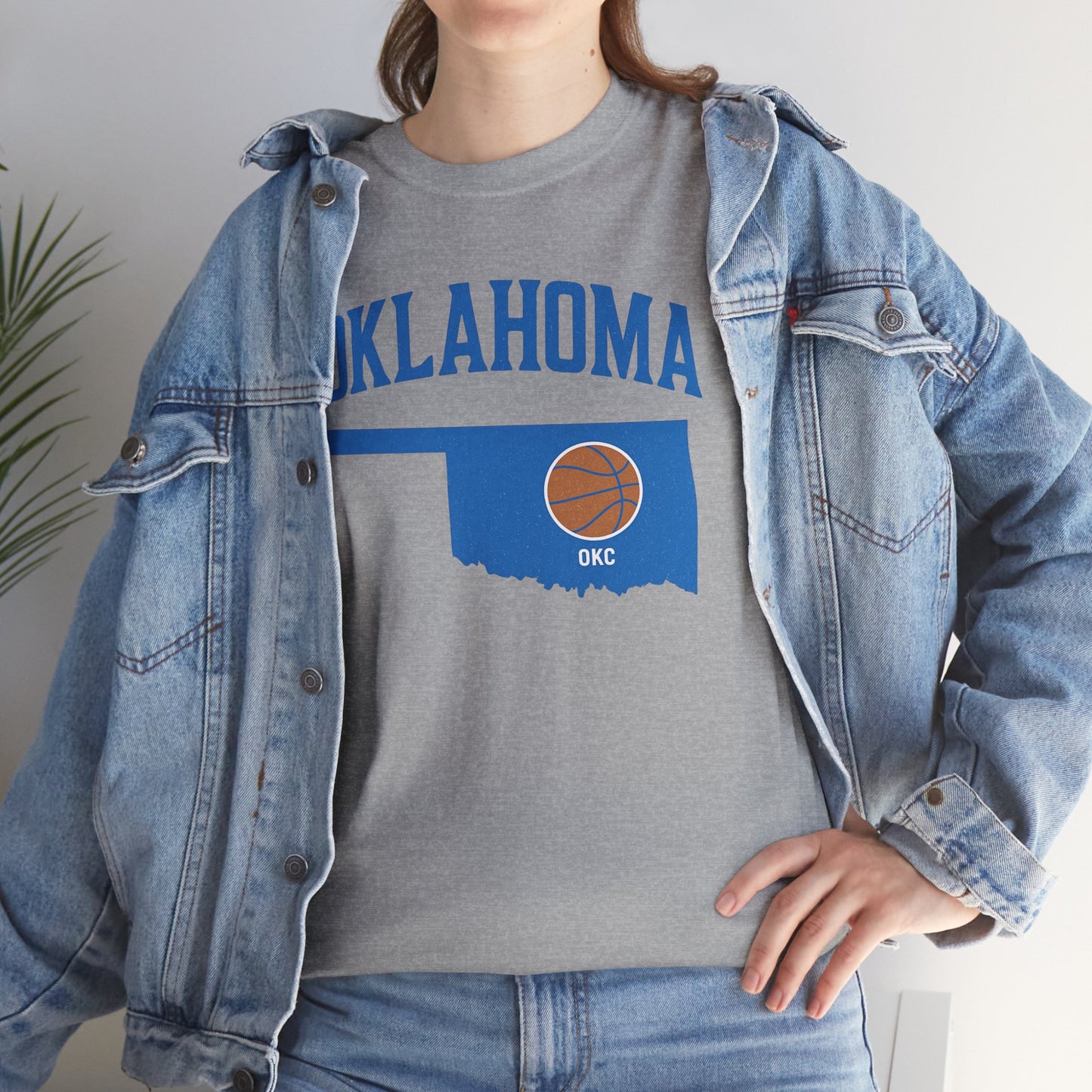 Oklahoma City Basketball Shirt | OKC Basketball Style Tee | Blue & Orange Oklahoma State T-Shir
