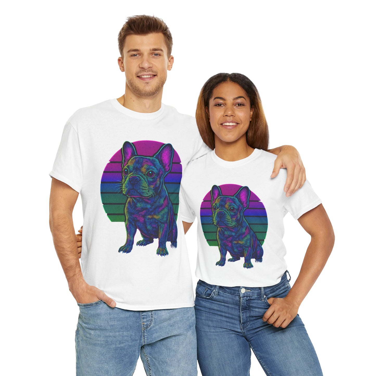 Neon French Bulldog T-Shirt | Retro 80s Frenchie Tee | Colorful Dog Lover Shirt | Electric Frenchie Gift for Men & Women
