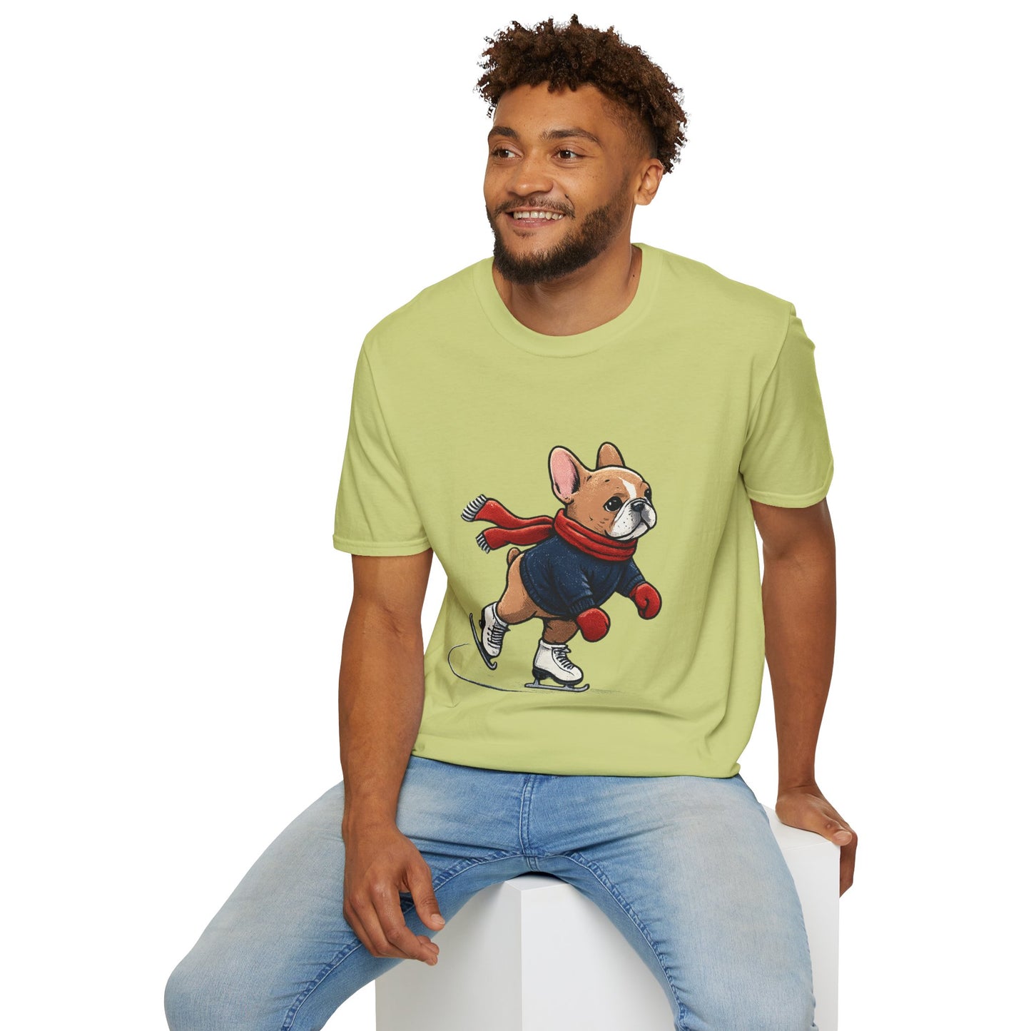 French Bulldog Ice Skating Shirt – Cute Winter Frenchie Tee, Holiday Dog Lover Gift, Skating Frenchie T-Shirt, Cozy Winter Puppy Graphic Tee