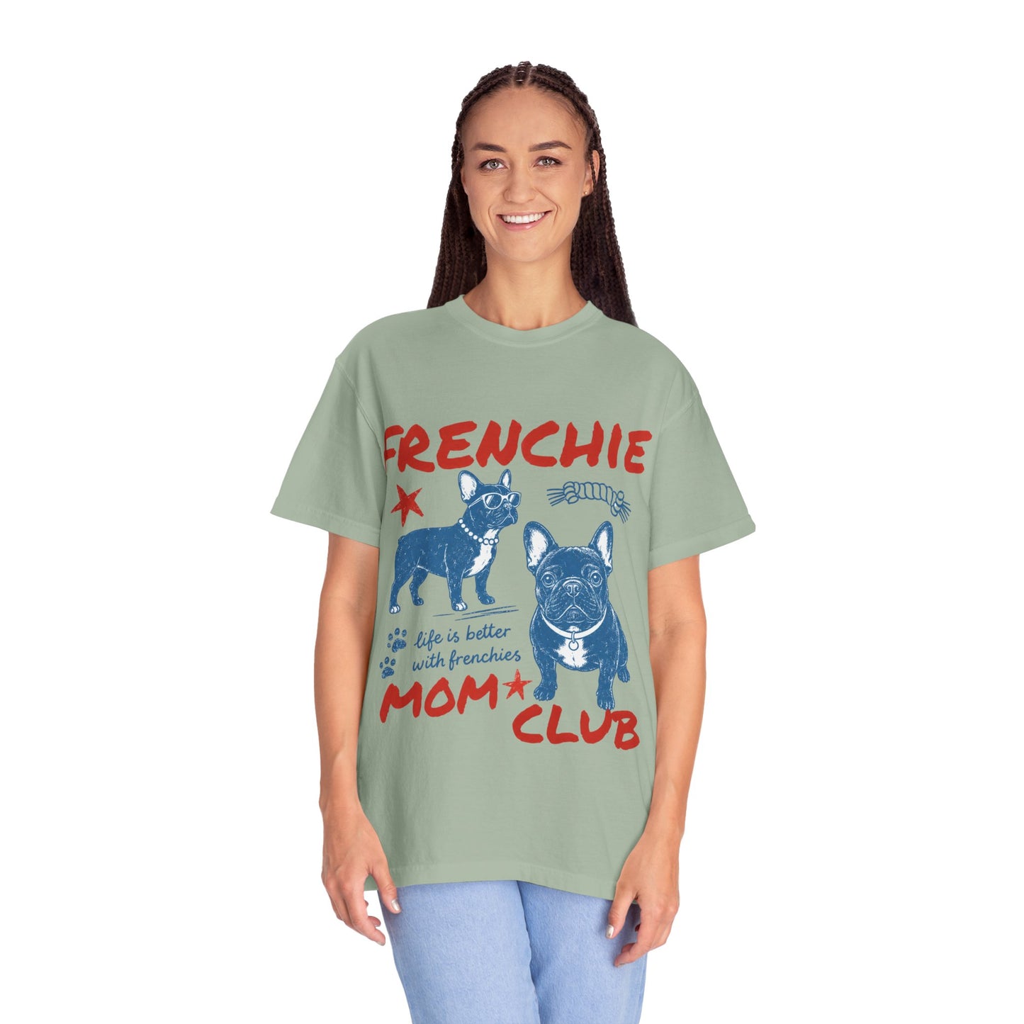 Frenchie Mom Club Shirt, French Bulldog Mom Tee, Frenchie Mama Shirt, Dog Mom Gift, Vintage French Bulldog Graphic Tee, Frenchie Lover Shirt