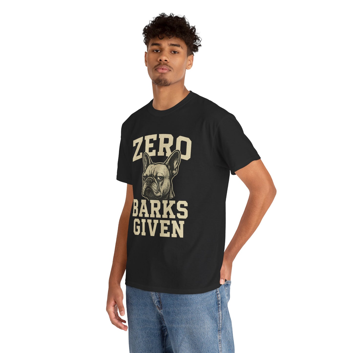 Zero Barks Given Frenchie T-Shirt – Funny French Bulldog Tee, Grumpy Dog Humor Shirt, Frenchie Lover Gift, Dog Mom Graphic Tee, Vintage Style Dog Shirt