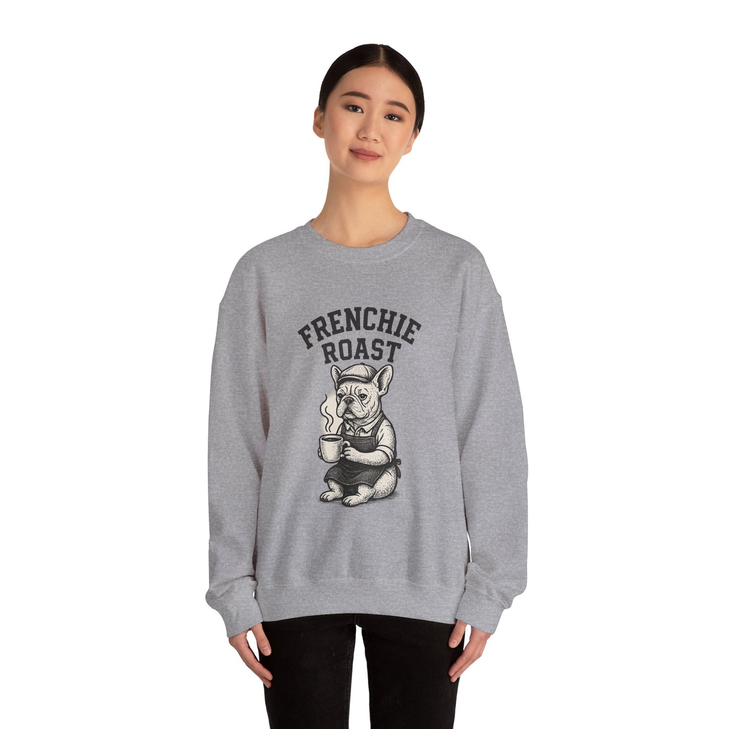 Frenchie Roast Sweatshirt • French Bulldog Coffee Lover Sweater • Cute Barista Dog Pullover • Frenchie Mom Gift • Cozy Dog Lover Crewneck