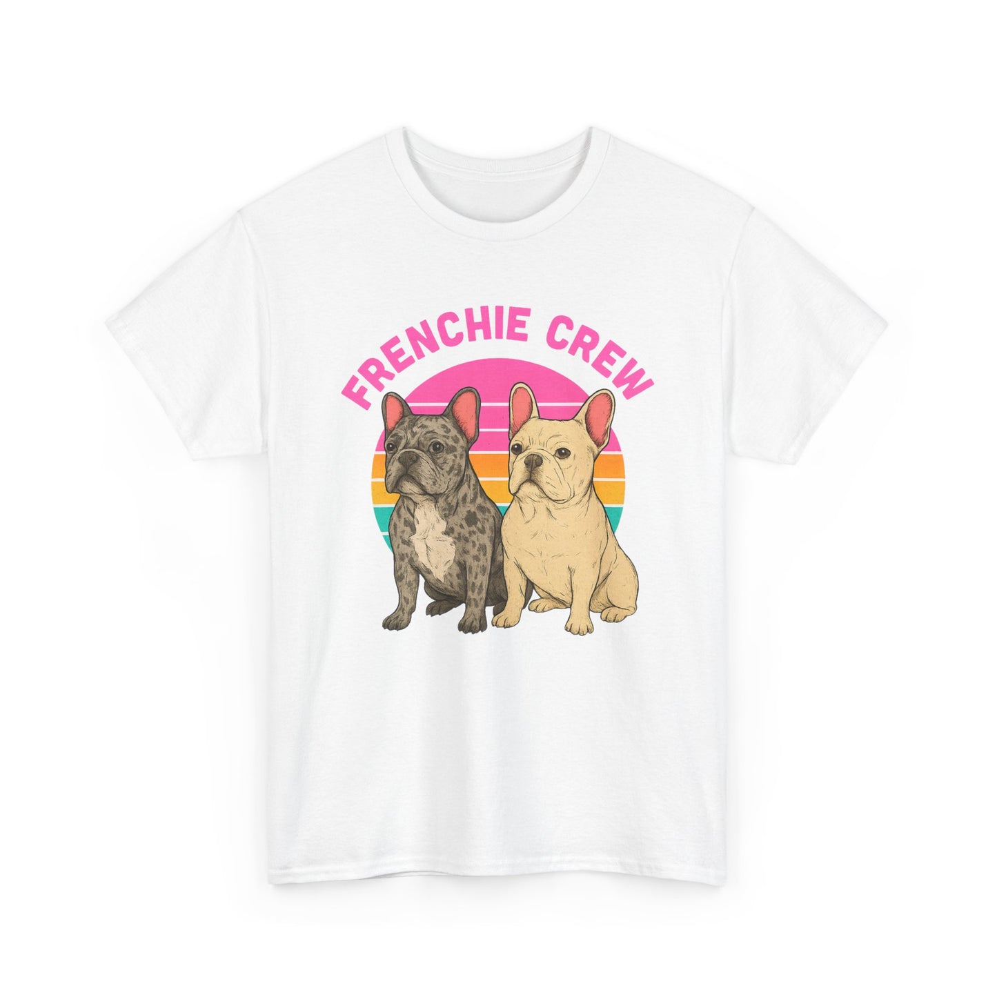 Frenchie Crew T-Shirt | Retro French Bulldog Tee | Merle & Cream Frenchie Dog Lover Shirt | Cute Gift for Frenchie Moms & Dads