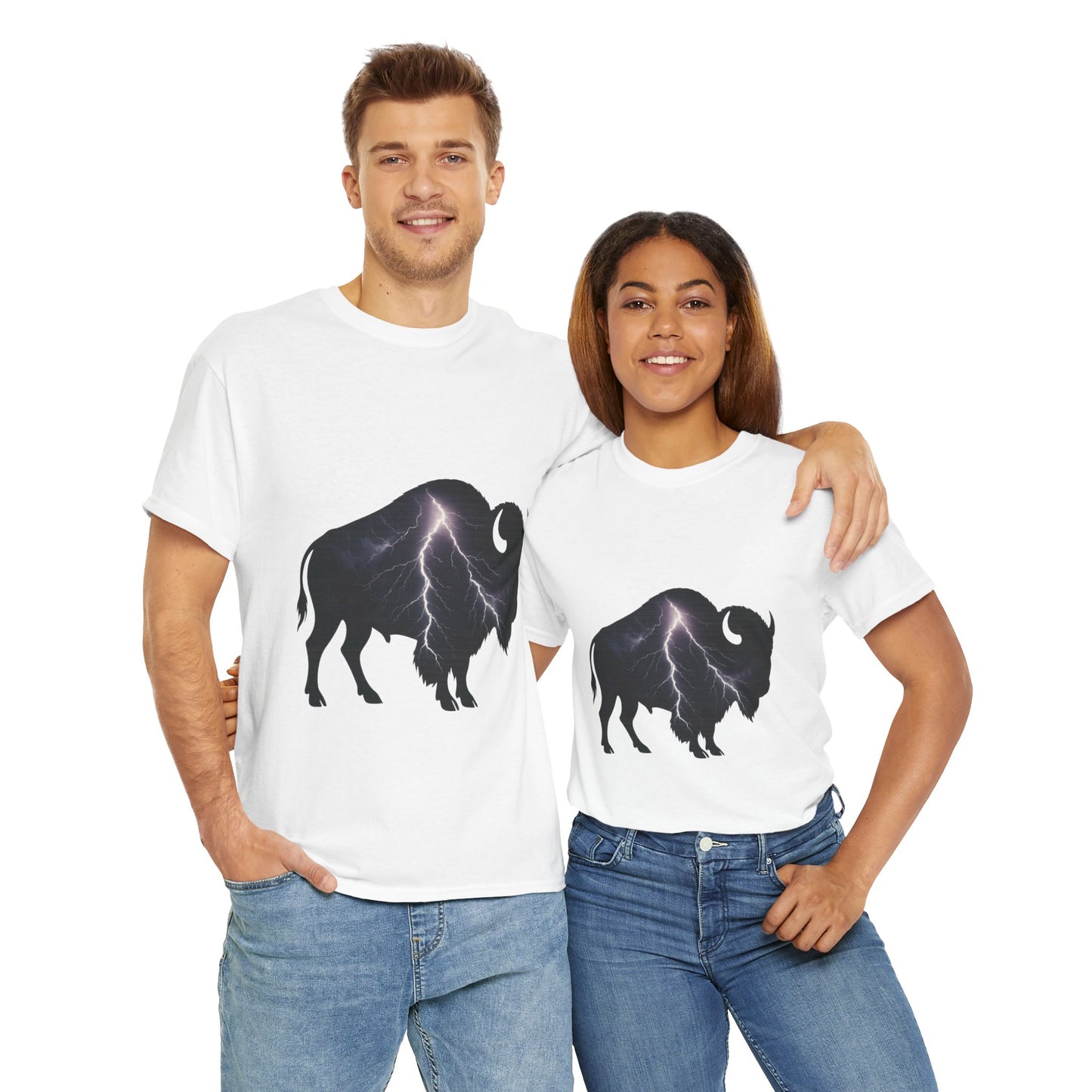 Lightning Bison T-Shirt – Oklahoma City Thunder-Inspired Tee, Electric Bison Graphic Shirt, OKC Basketball Fan Apparel