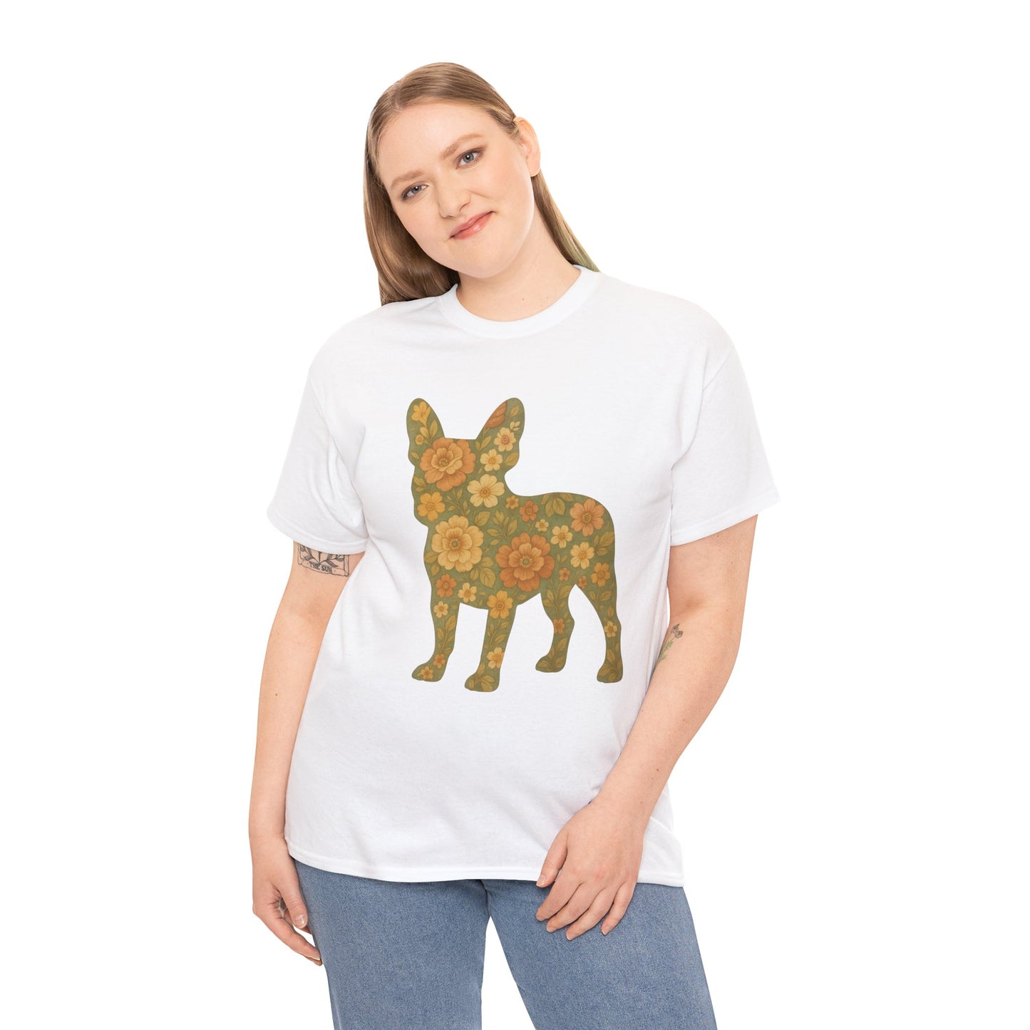 Floral Frenchie T-Shirt | Retro Flower French Bulldog Tee | Boho Dog Mom Shirt | Cute Pet Lover Gift | Vintage Botanical Dog Graphic Tee