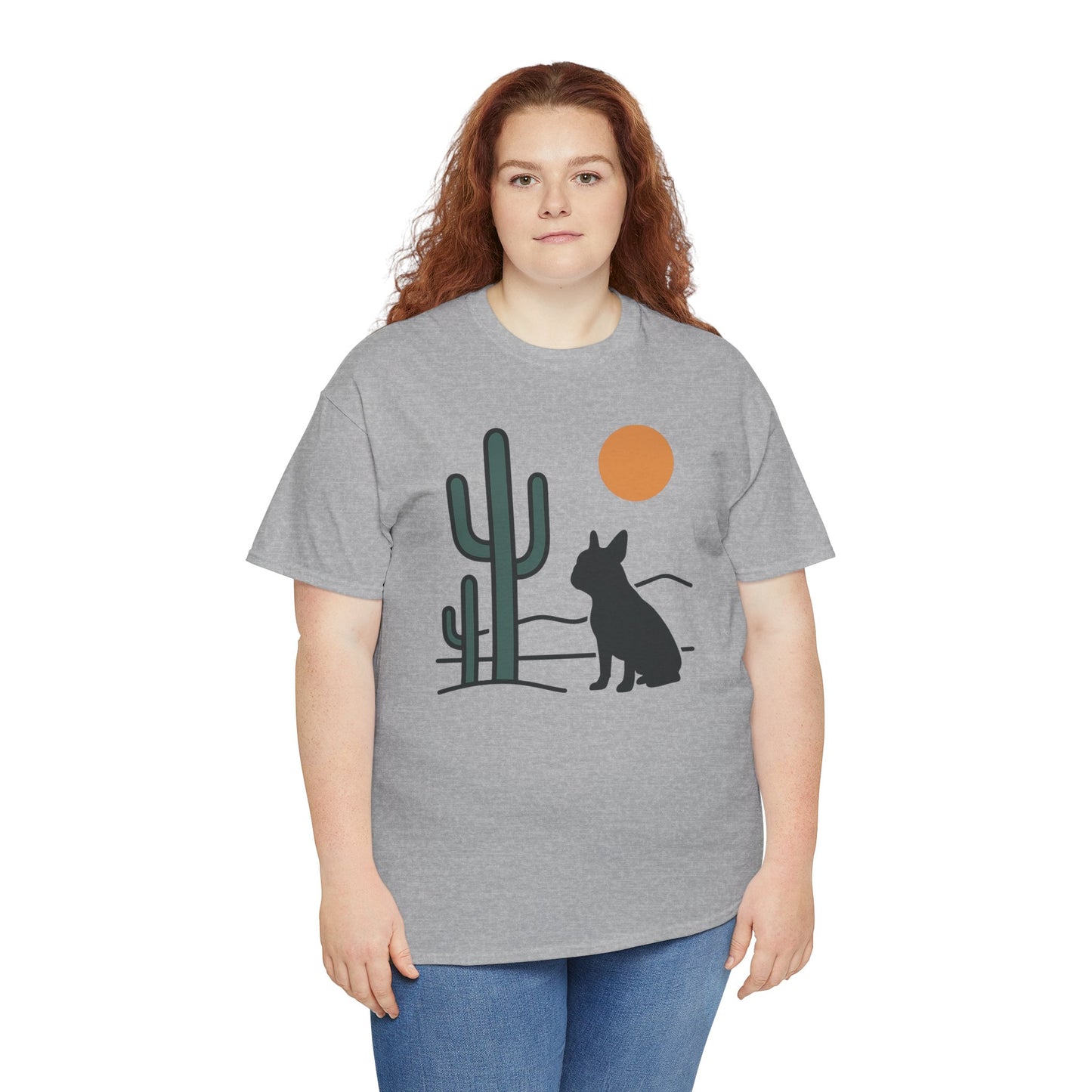 Desert Frenchie T-Shirt | Minimalist Cactus Dog Tee | French Bulldog Desert Sunset Shirt | Pet Lover Gift | Modern Graphic Dog Mom Tee