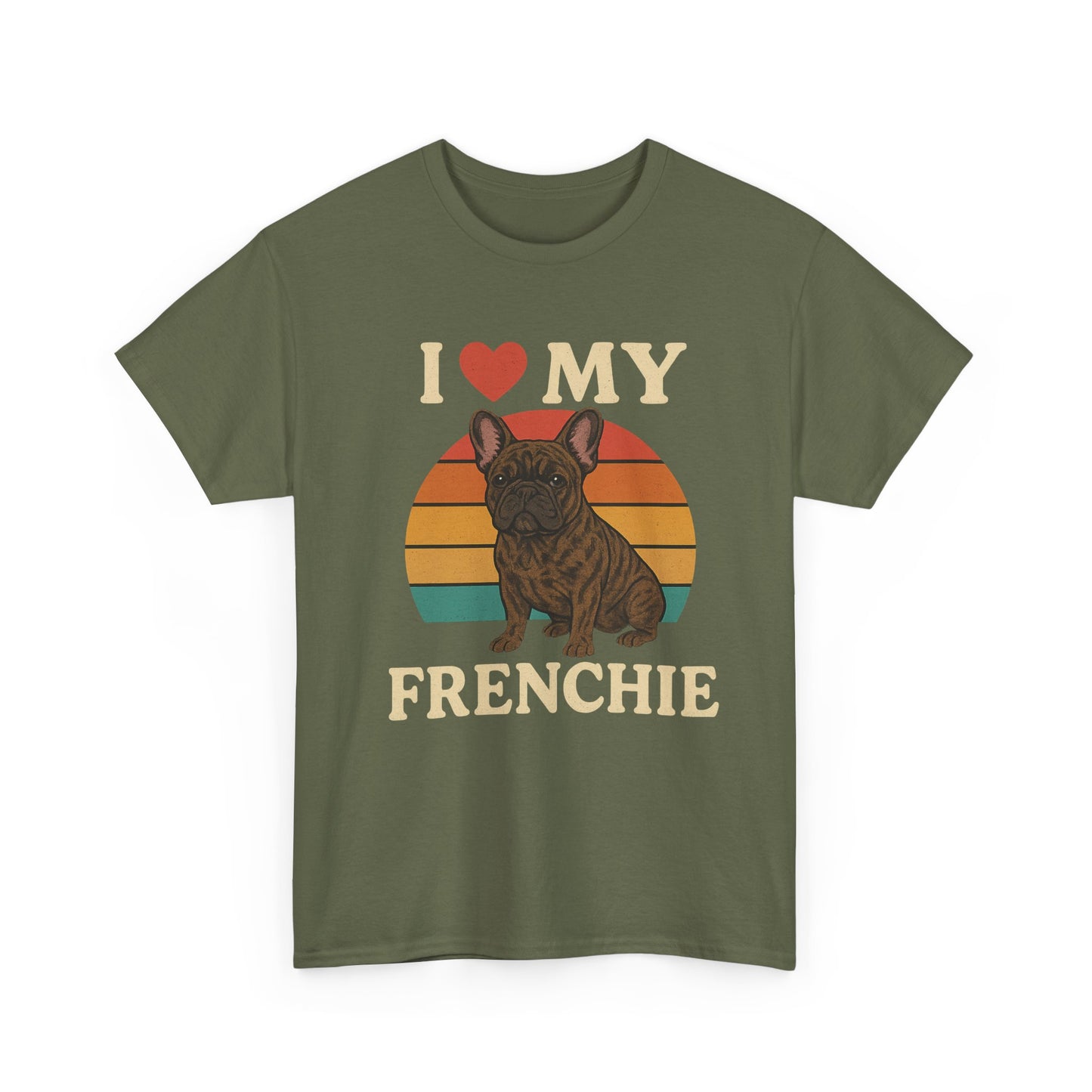 I Love My Frenchie T-Shirt | Retro French Bulldog Tee | Vintage Dog Lover Gift | Frenchie Mom & Dad Shirt | Brindle Bulldog Graphic Top