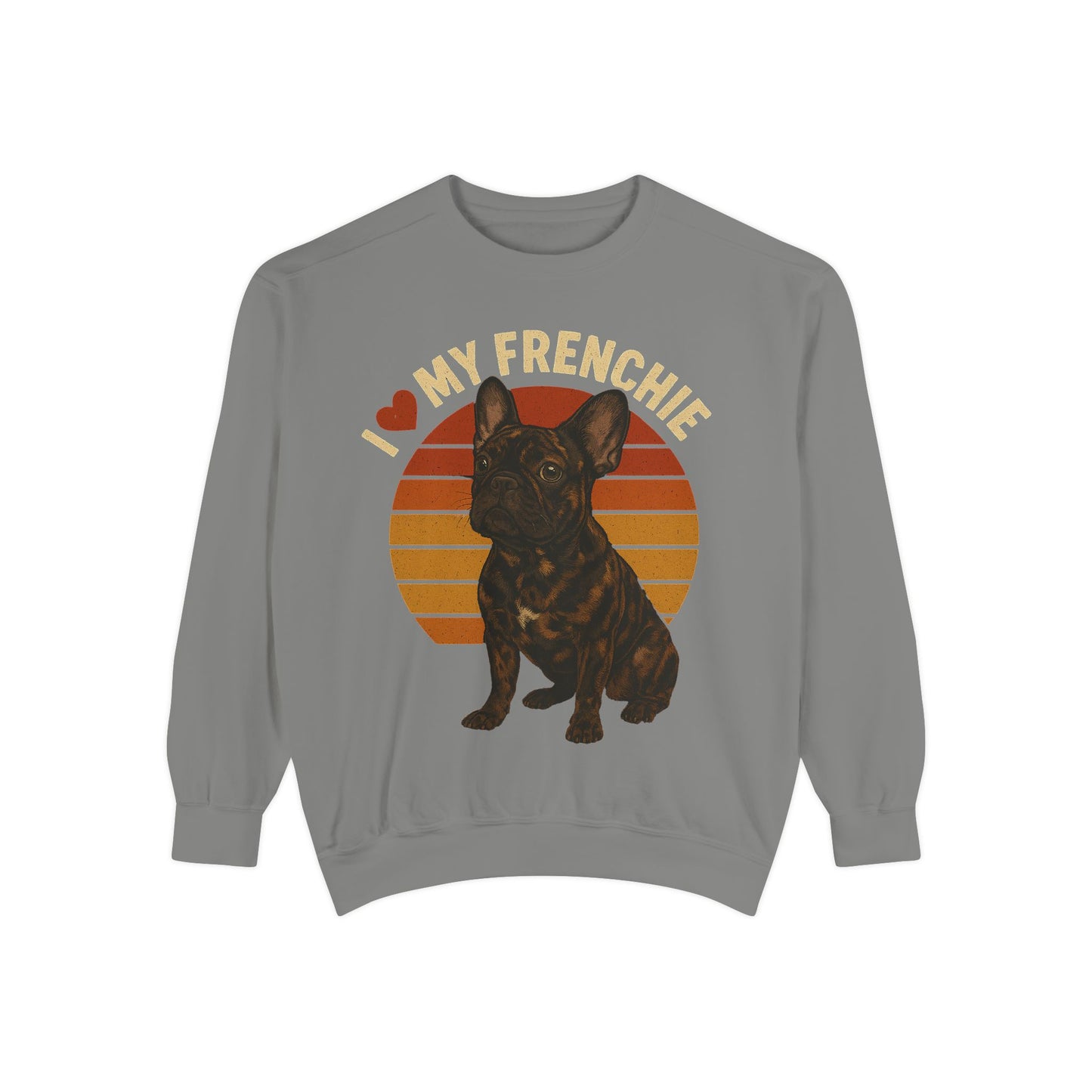 I Love My Frenchie Sweatshirt | Retro Merle French Bulldog Pullover | Vintage Dog Lover Crewneck | Frenchie Mom & Dad Gift