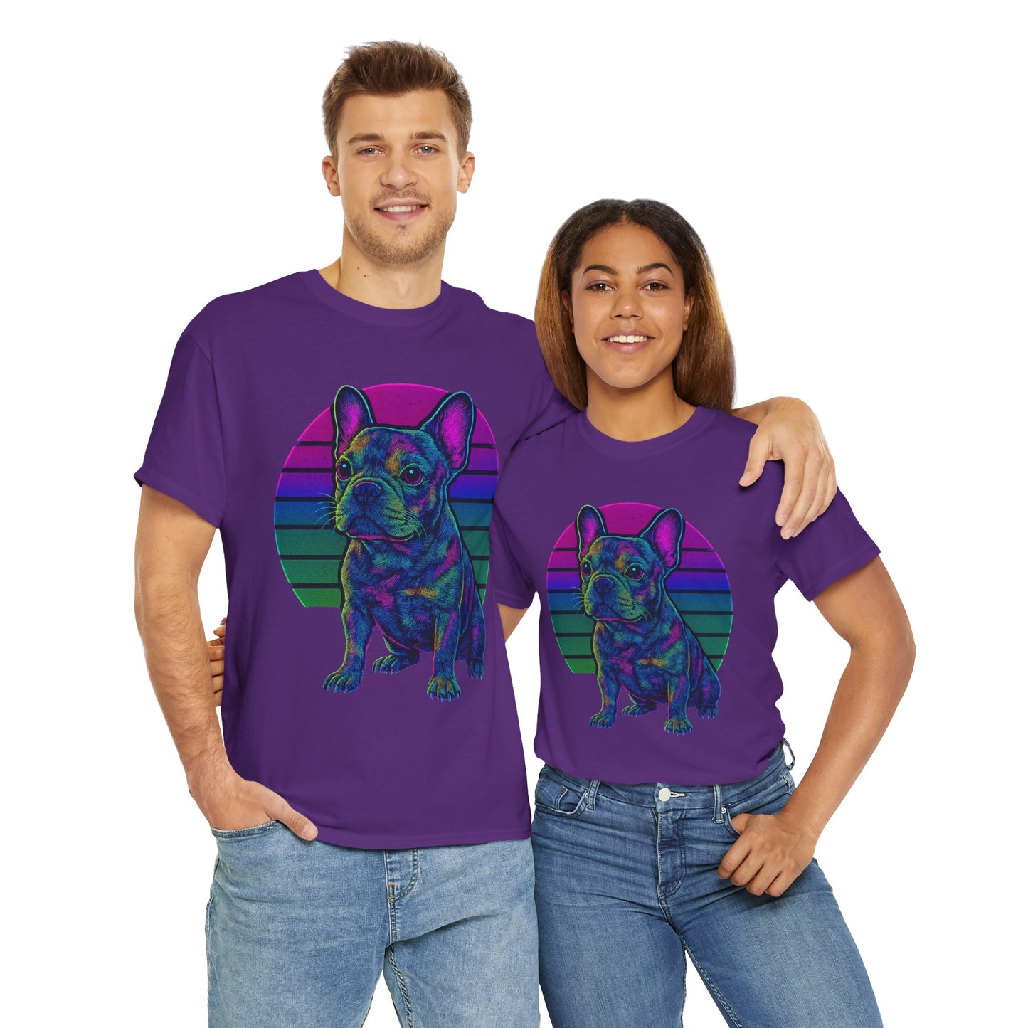 Neon French Bulldog T-Shirt | Retro 80s Frenchie Tee | Colorful Dog Lover Shirt | Electric Frenchie Gift for Men & Women