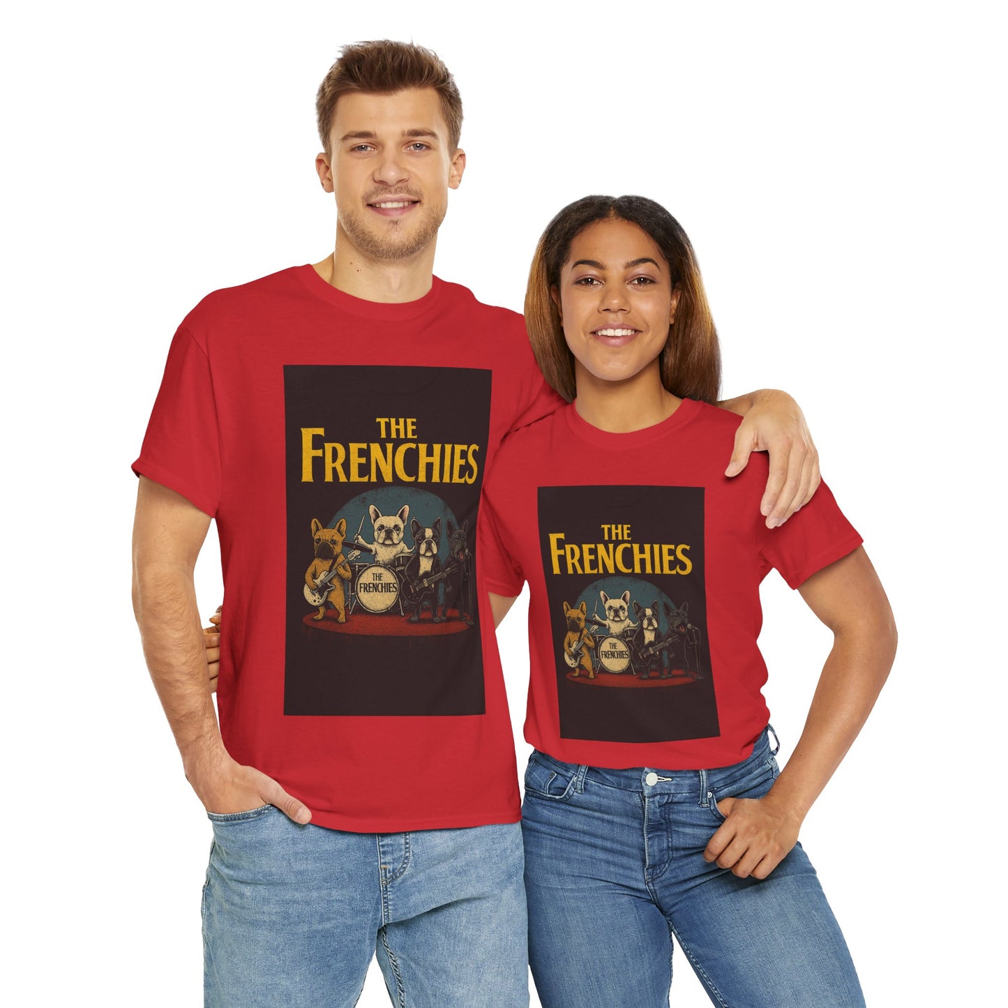 The Frenchies Band T-Shirt | Retro French Bulldog Graphic Tee | Funny Dog Lover Gift | Vintage Concert Style Frenchie Shirt