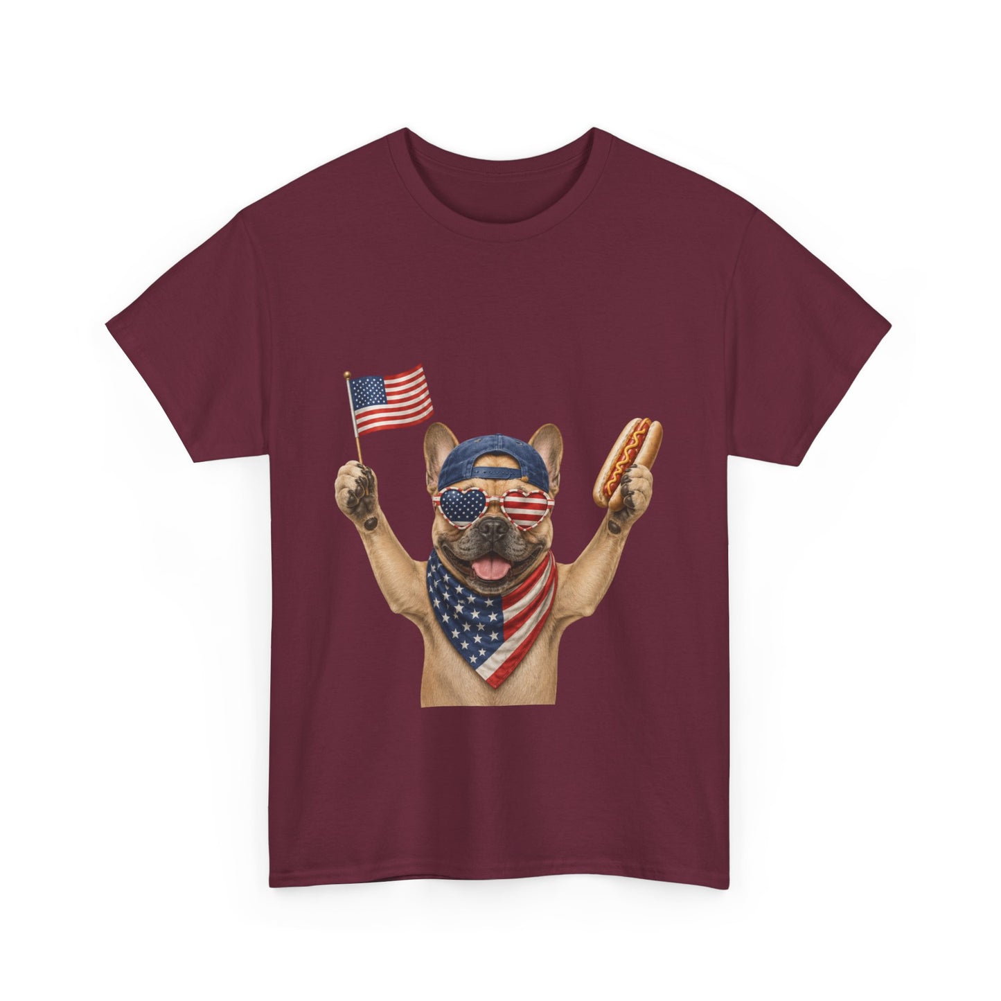 Patriotic French Bulldog Shirt, Funny Frenchie 4th of July Tee, American Flag Dog Shirt, Hot Dog French Bulldog Gift, USA Dog Lover Shirt
