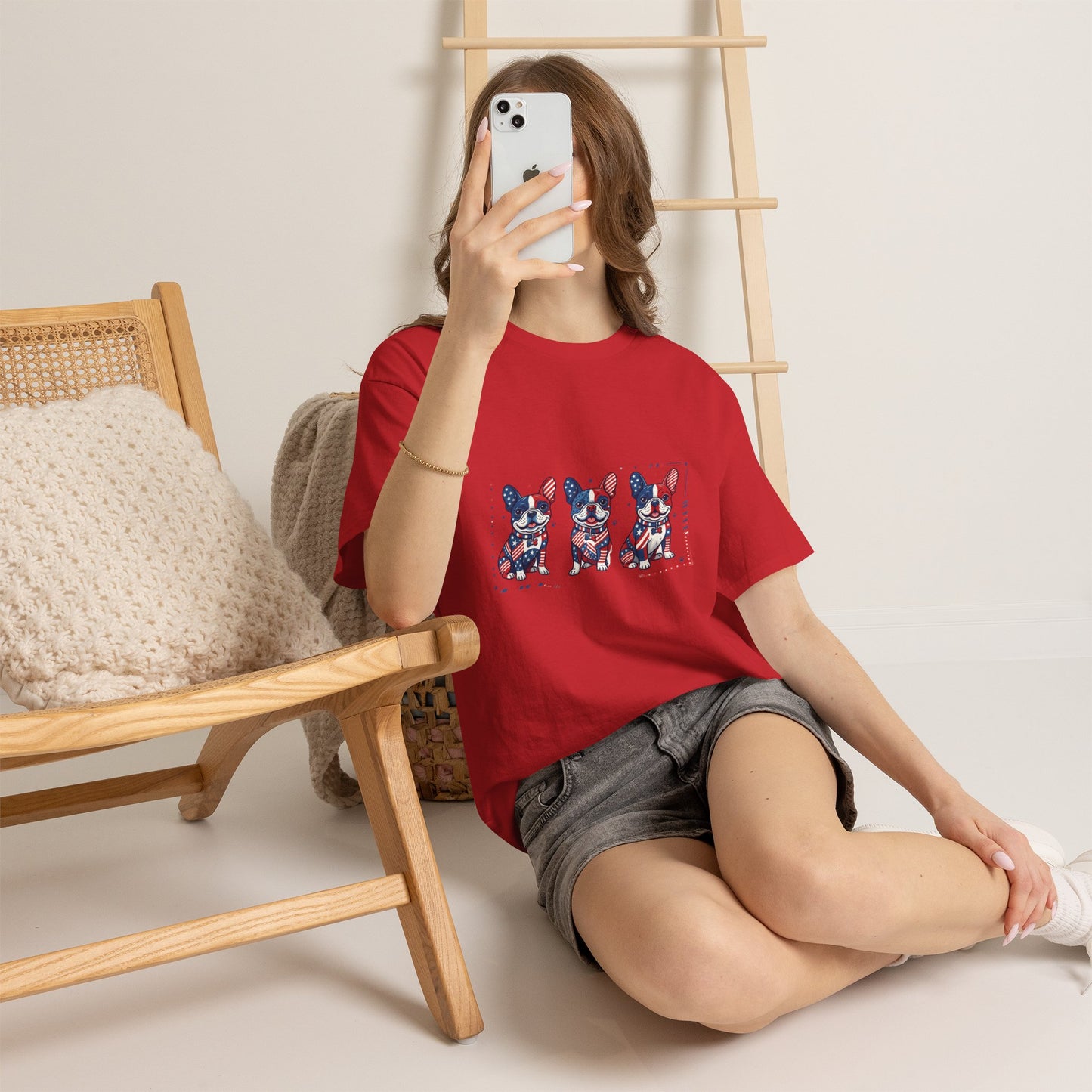 Patriotic French Bulldog Shirt, American Flag Frenchie Trio Tee, Fourth of July Dog Lover Shirt, USA French Bulldog Gift, Frenchie Mom Shirt