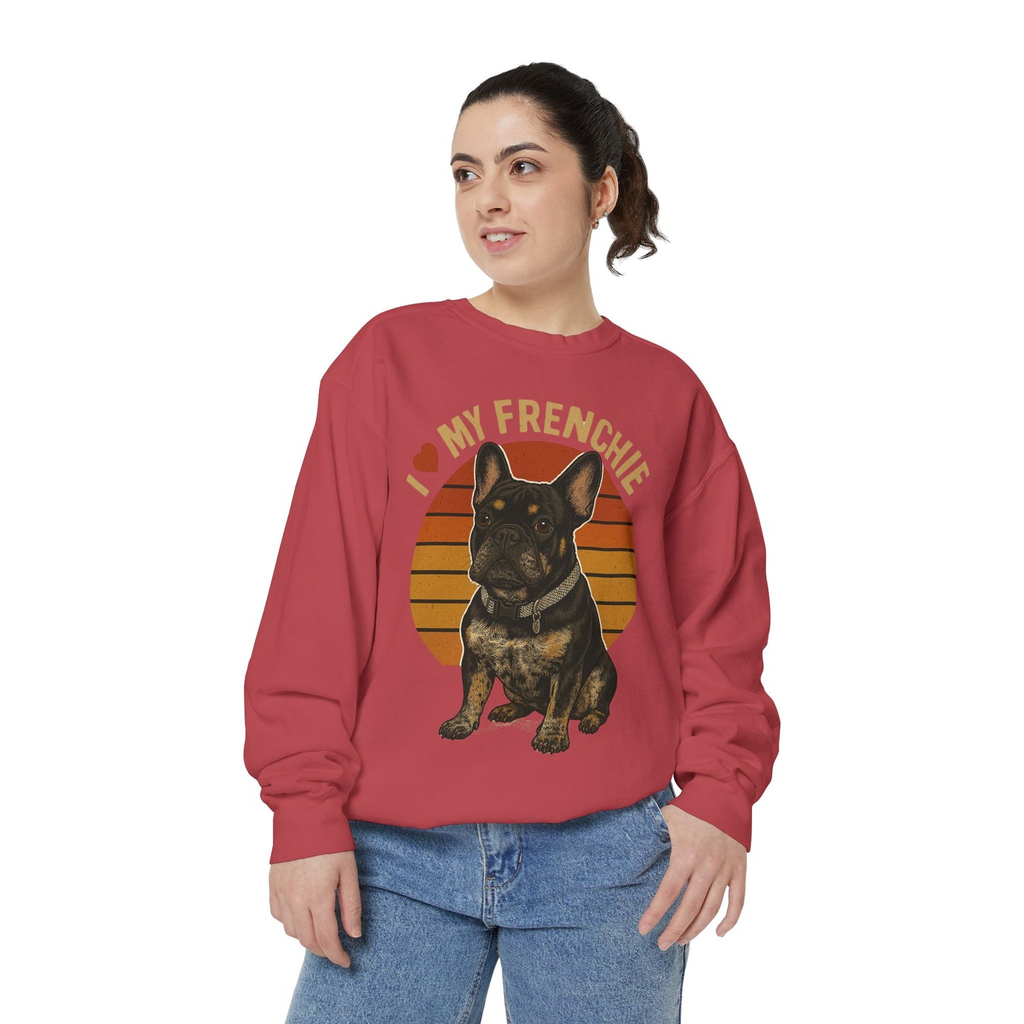I Love My Frenchie Sweatshirt | Retro French Bulldog Pullover | Vintage Dog Lover Crewneck | Frenchie Mom & Dad Gift