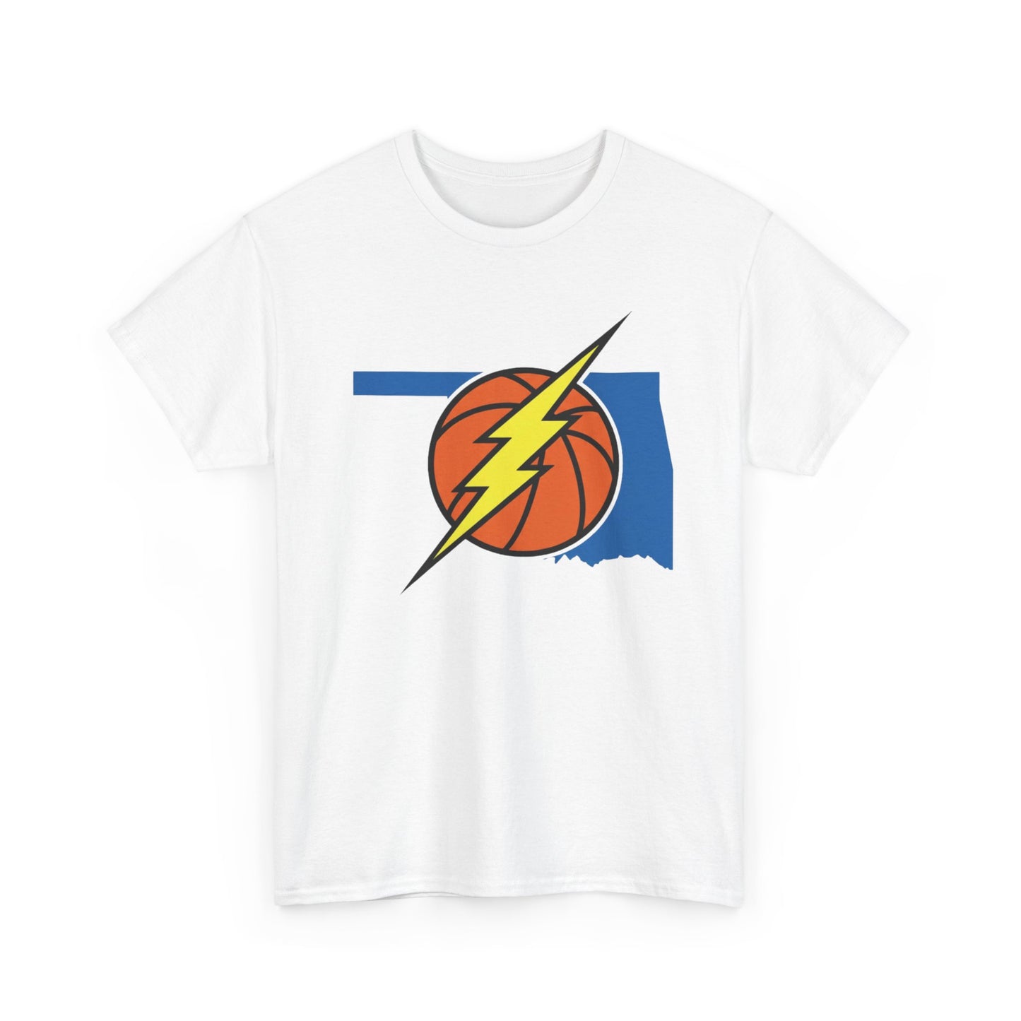 Oklahoma Lightning Basketball T-Shirt | OKC Basketball Inspired Shirt | Blue & Orange Game Day Tee | Oklahoma State Outline Graphic