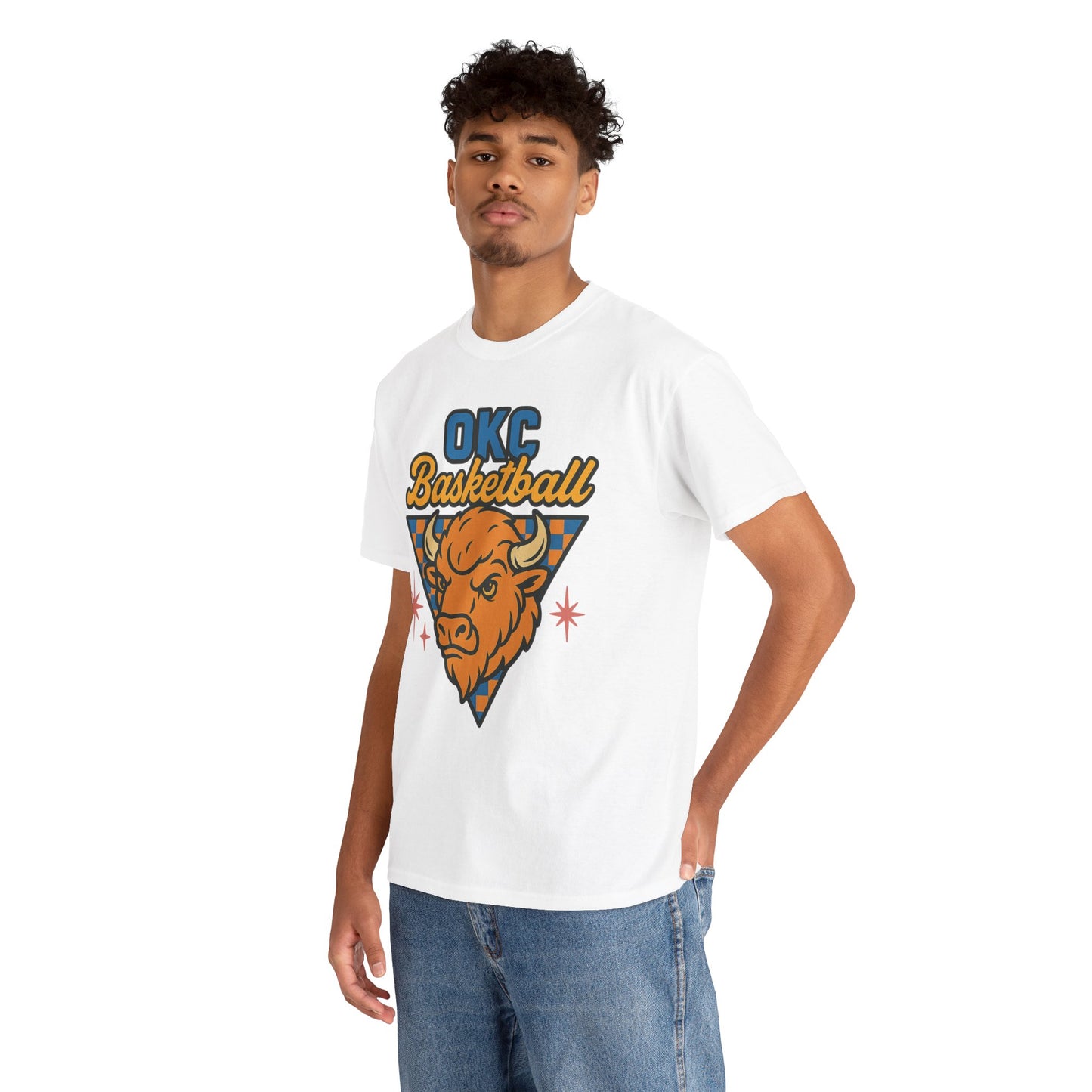 OKC Basketball Bison T-Shirt | Oklahoma City Retro Basketball Tee | Thunder Style Shirt | OKC Fan Gift | Vintage Sports Graphic