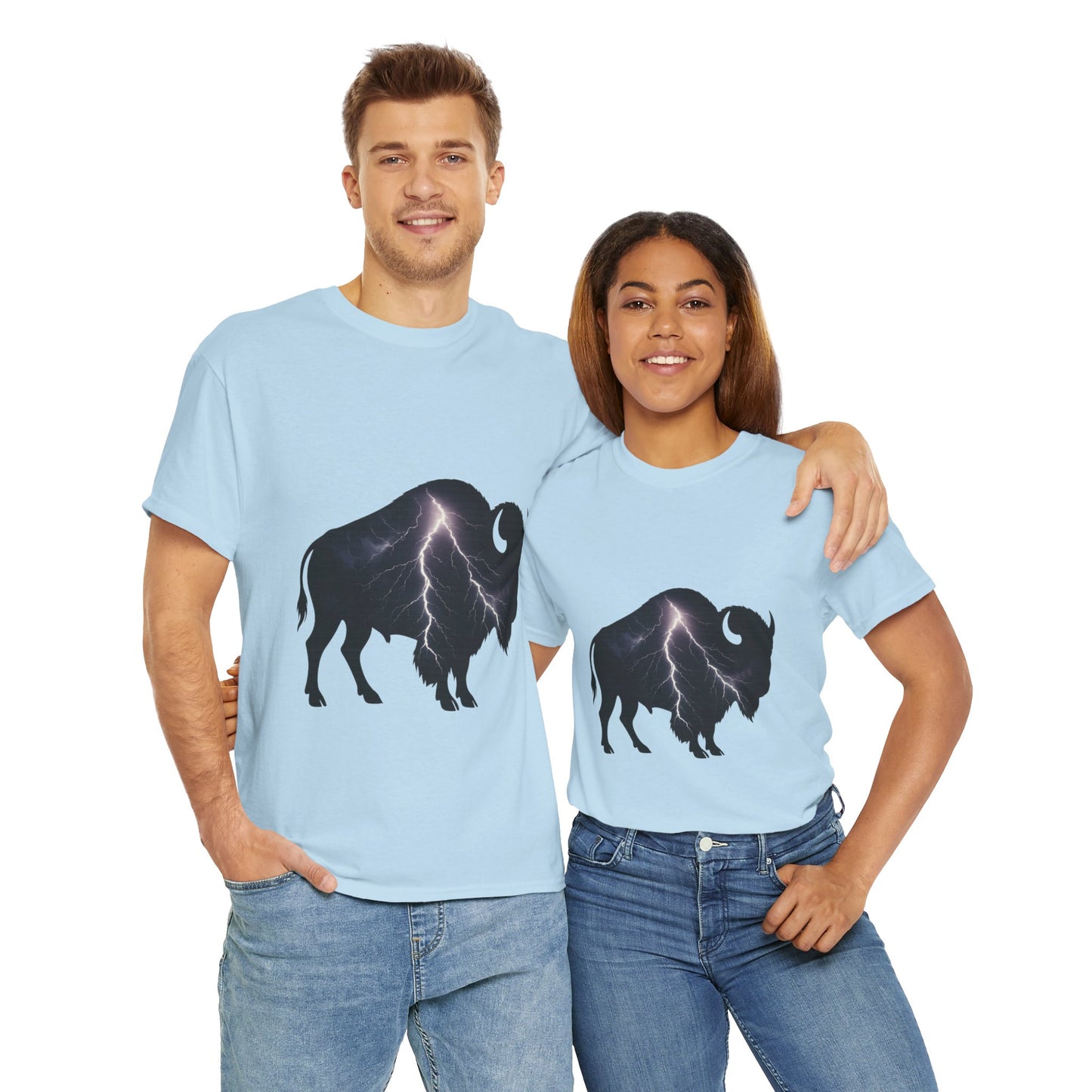 Lightning Bison T-Shirt – Oklahoma City Thunder-Inspired Tee, Electric Bison Graphic Shirt, OKC Basketball Fan Apparel