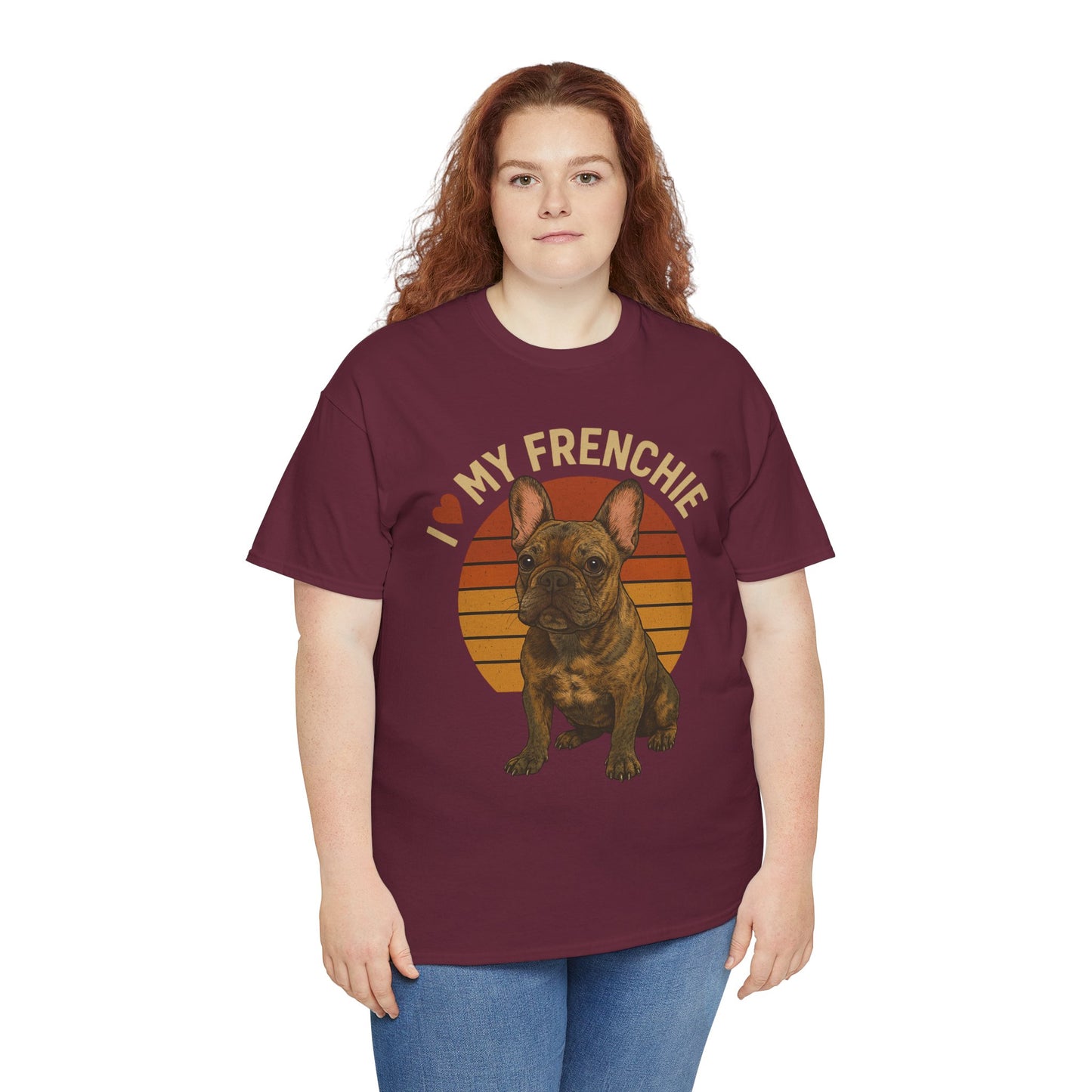 I Love My Frenchie T-Shirt | Brindle French Bulldog Retro Tee | Vintage Dog Lover Shirt | Frenchie Mom & Dad Gift