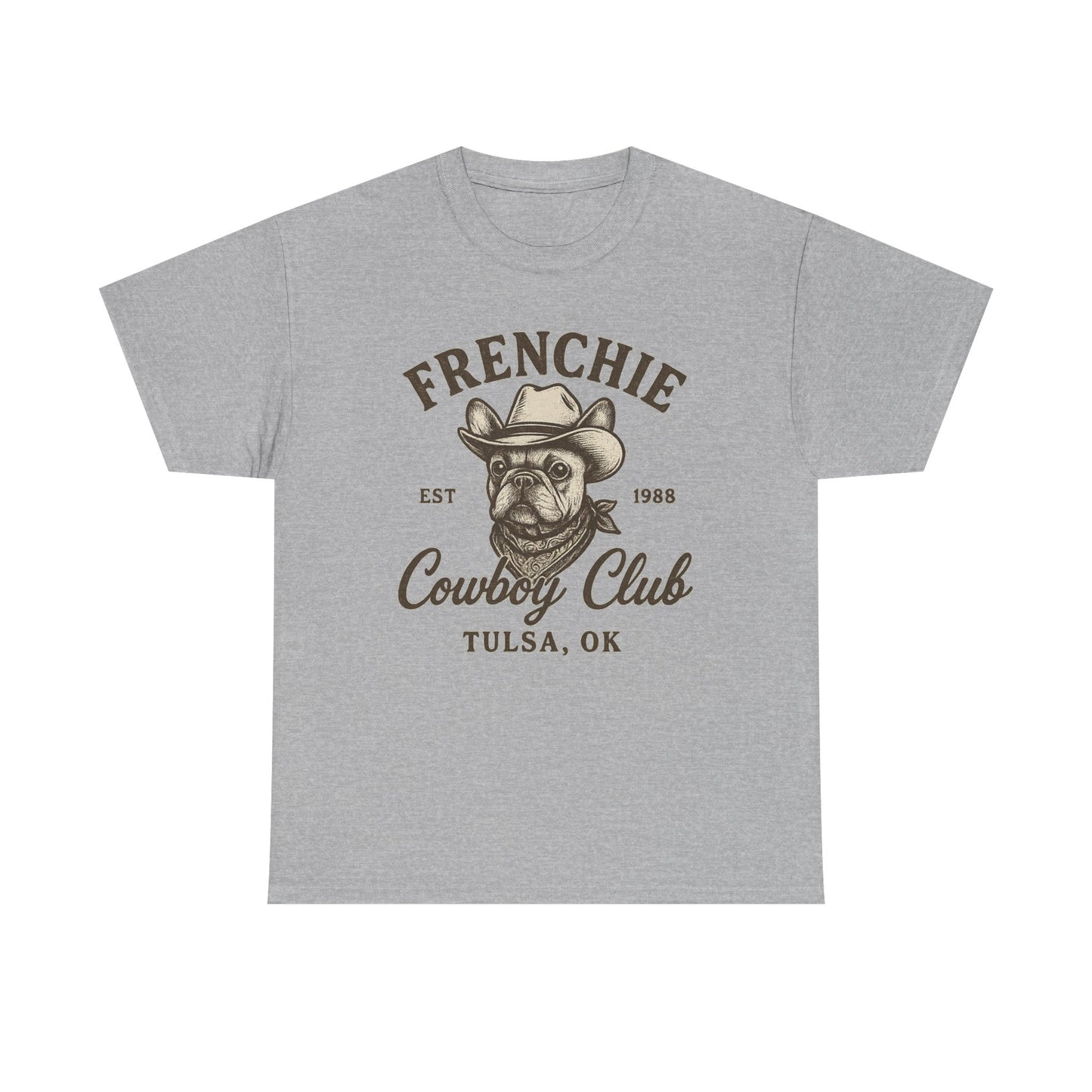 Frenchie Cowboy Club T-Shirt | Western French Bulldog Tee | Tulsa Oklahoma Dog Lover Shirt | Vintage Cowboy Graphic | Country Pet Gift