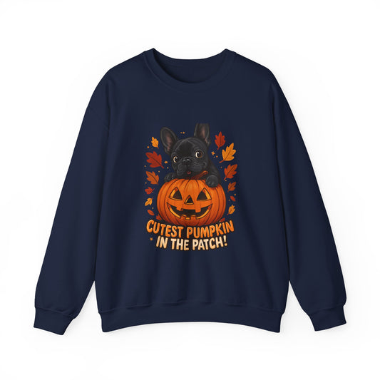 Cutest Pumpkin in the Patch Sweatshirt | Frenchie Fall Crewneck | Halloween Dog Lover Gift | Cozy French Bulldog Pumpkin Patch Pullover