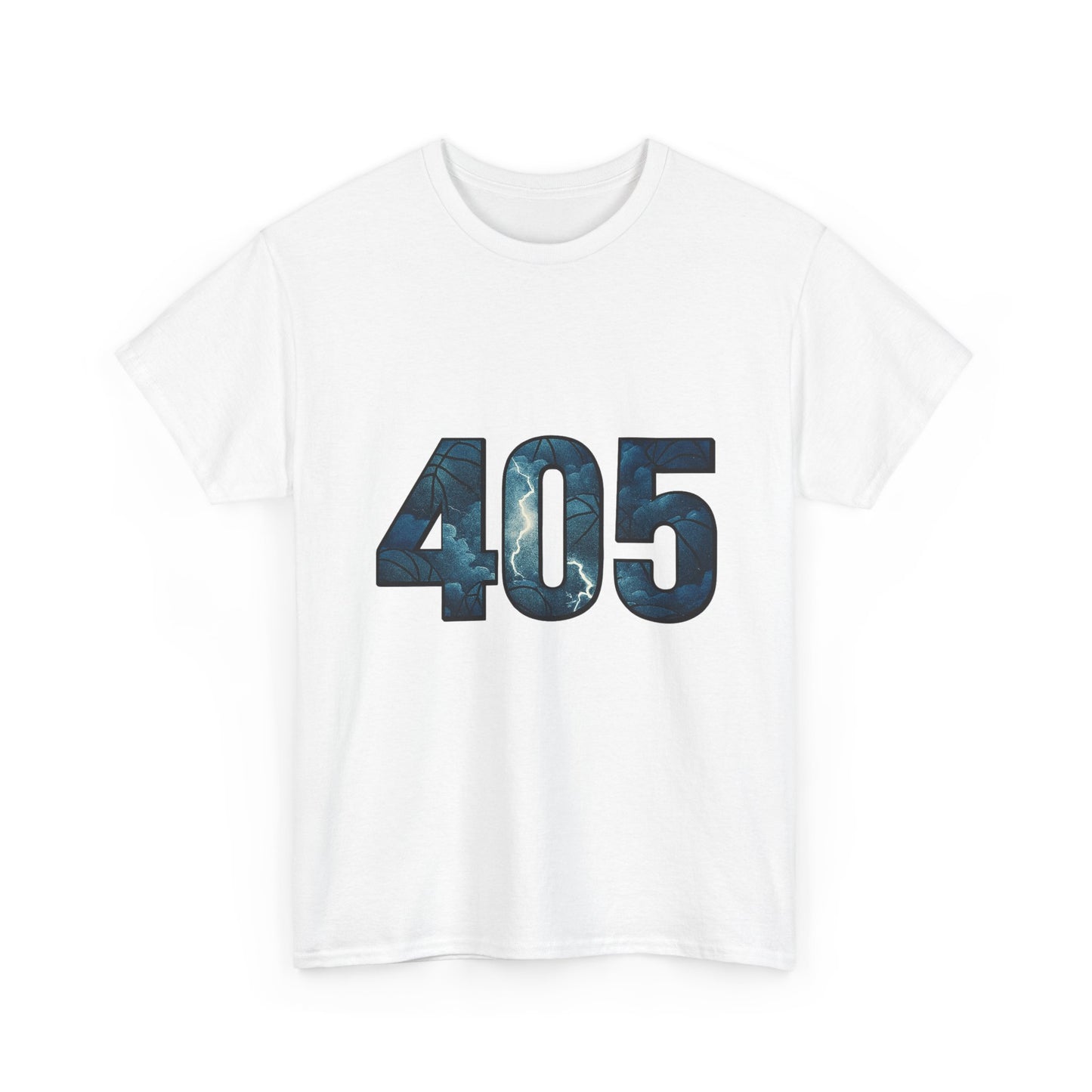 405 Thunder Lightning Tee | OKC Basketball Shirt | Oklahoma Area Code Shirt | Orange & Blue Thunder Fan Graphic Tee | Local Pride Shirt