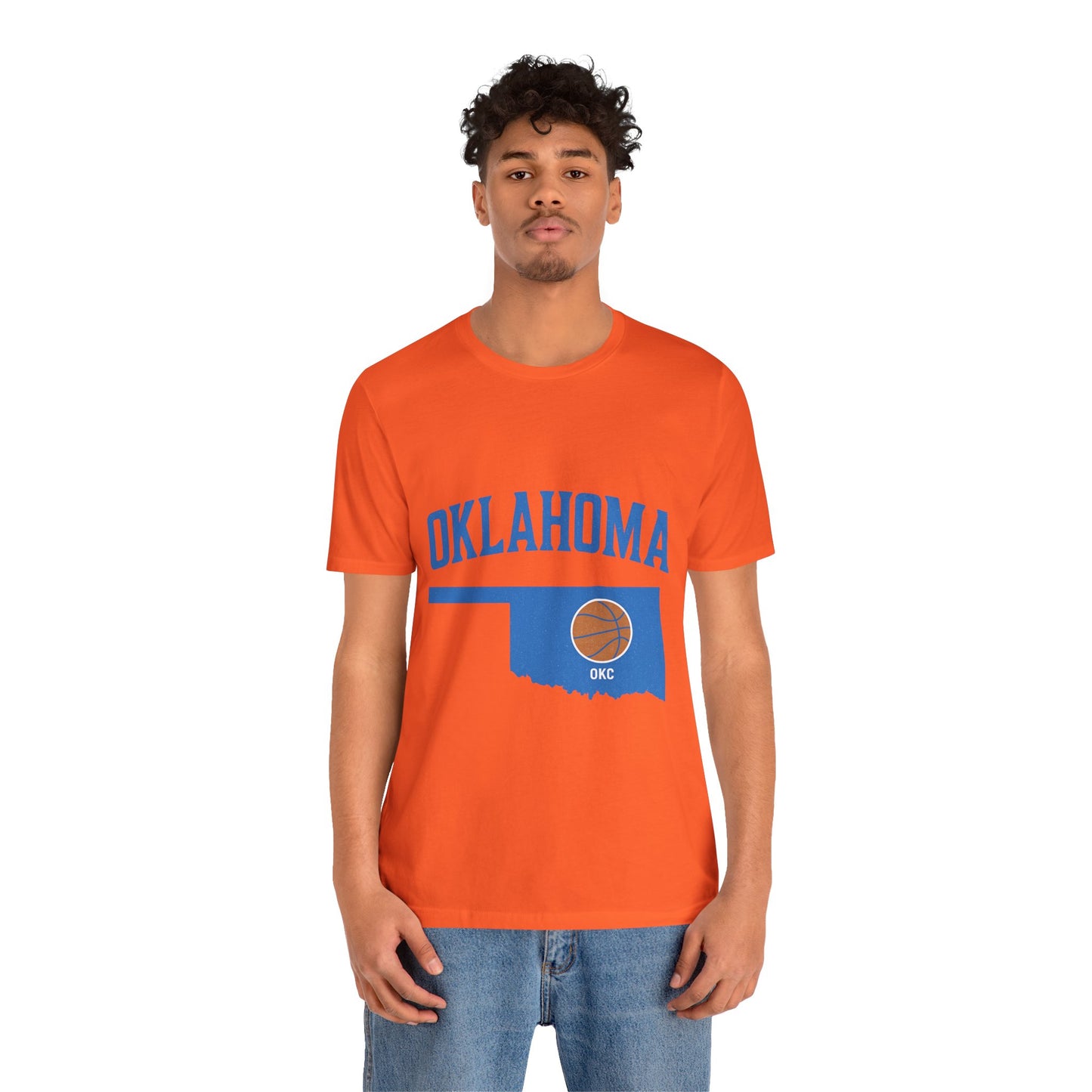 Oklahoma Basketball T-Shirt | OKC State Outline Tee | Blue and Orange Game Day Shirt | Retro Oklahoma Sports Graphic Top