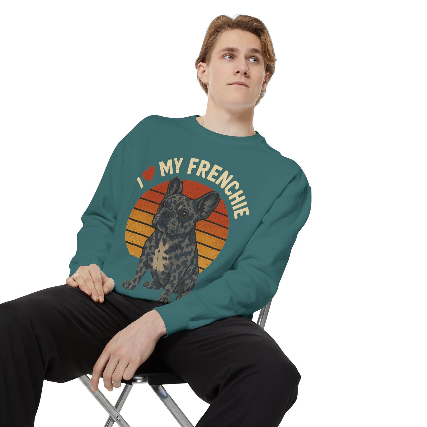 Retro Merle French Bulldog Pullover | Vintage Frenchie Sweatshirt | Cute Dog Lover Gift | Unisex Cozy French Bulldog Sweater