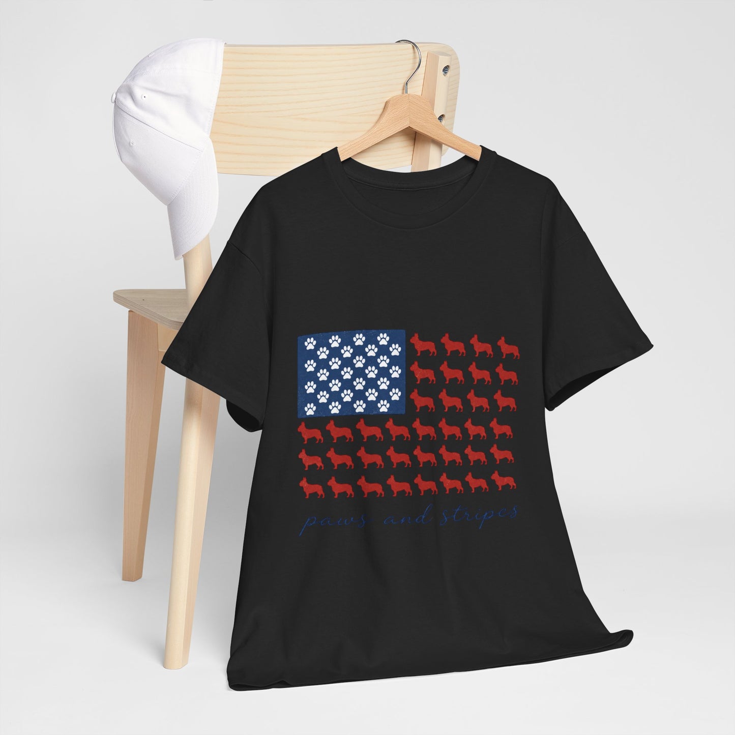 Paws and Stripes Shirt, Patriotic French Bulldog Tee, Frenchie American Flag Shirt, 4th of July Dog Lover Gift, USA Frenchie Tee
