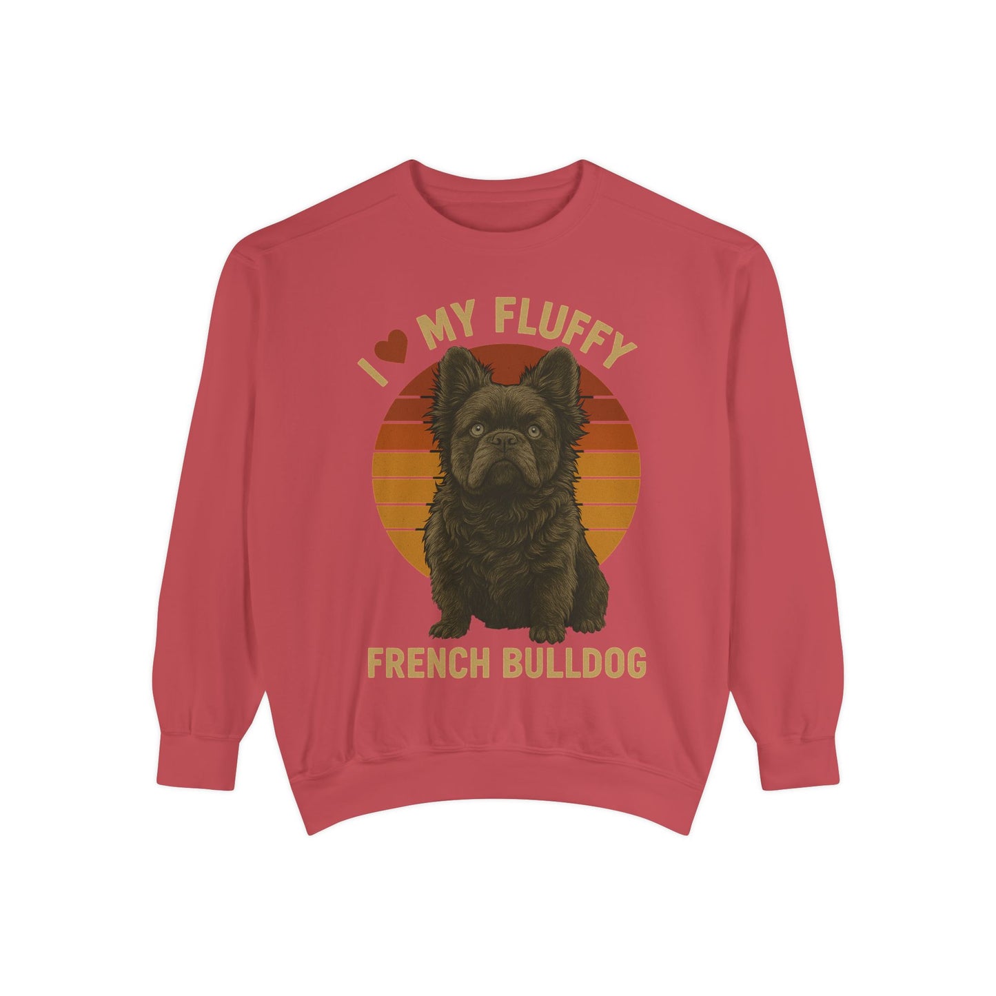 Fluffy French Bulldog Sweatshirt – I Love My Fluffy Frenchie Pullover, Retro Dog Lover Sweater, Cute Fluffy Frenchie Gift for Women & Men