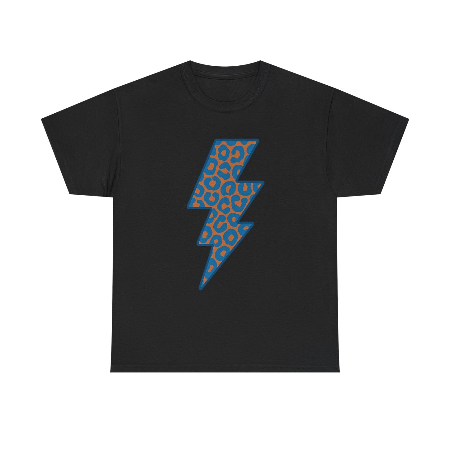 Blue Leopard Lightning Bolt T-Shirt | OKC Thunder Inspired Shirt | Orange & Blue Game Day Tee | Retro Lightning Graphic