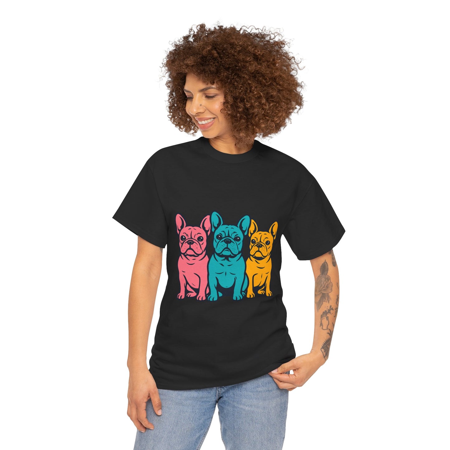 Pop Art French Bulldog T-Shirt | Colorful Frenchie Graphic Tee | Retro Dog Lover Shirt | Bright 80s Style Pet Gift | Fun Unisex Dog Mom Shirt