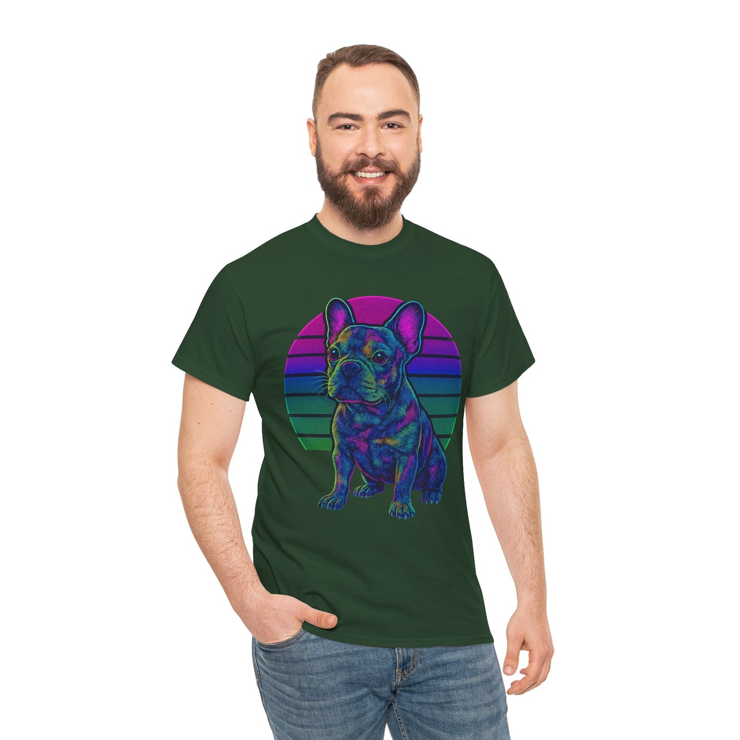 Neon French Bulldog T-Shirt | Retro 80s Frenchie Tee | Colorful Dog Lover Shirt | Electric Frenchie Gift for Men & Women