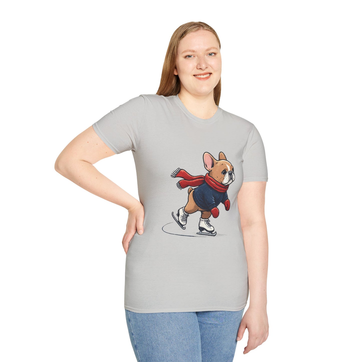 French Bulldog Ice Skating Shirt – Cute Winter Frenchie Tee, Holiday Dog Lover Gift, Skating Frenchie T-Shirt, Cozy Winter Puppy Graphic Tee