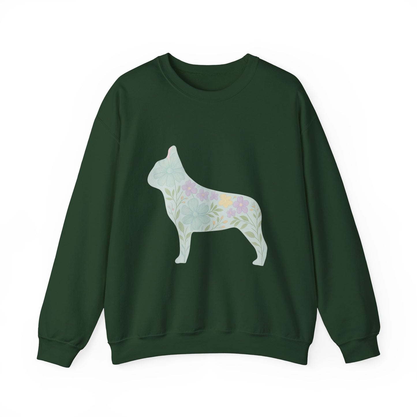 Floral Frenchie Sweatshirt | Pastel French Bulldog Pullover | Feminine Dog Lover Crewneck | Soft Pink Flower Silhouette Sweater