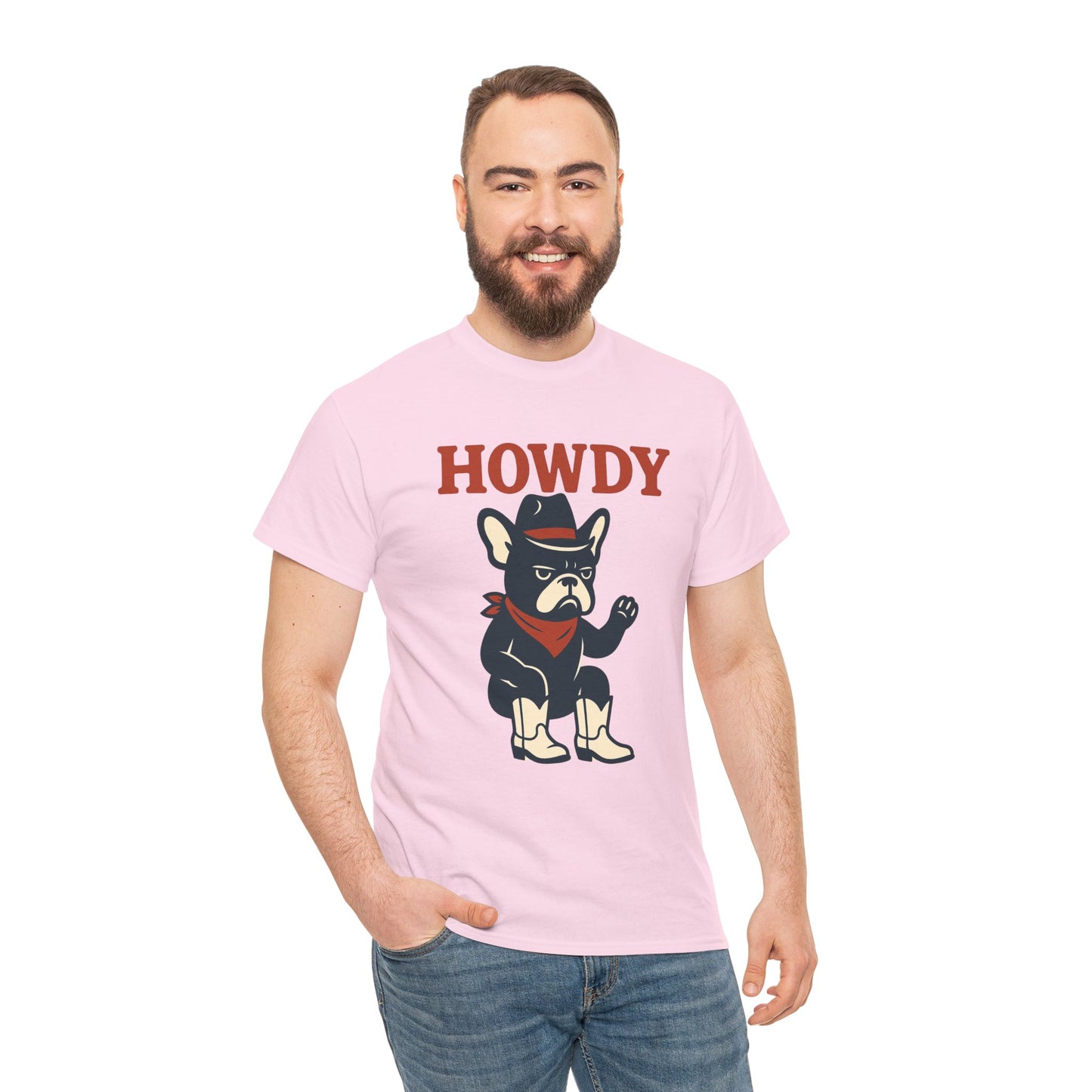 Howdy Frenchie T-Shirt | Cowboy French Bulldog Tee | Western Dog Lover Shirt | Cute Rodeo Pet Gift | Funny Frenchie Cowboy Graphic Tee