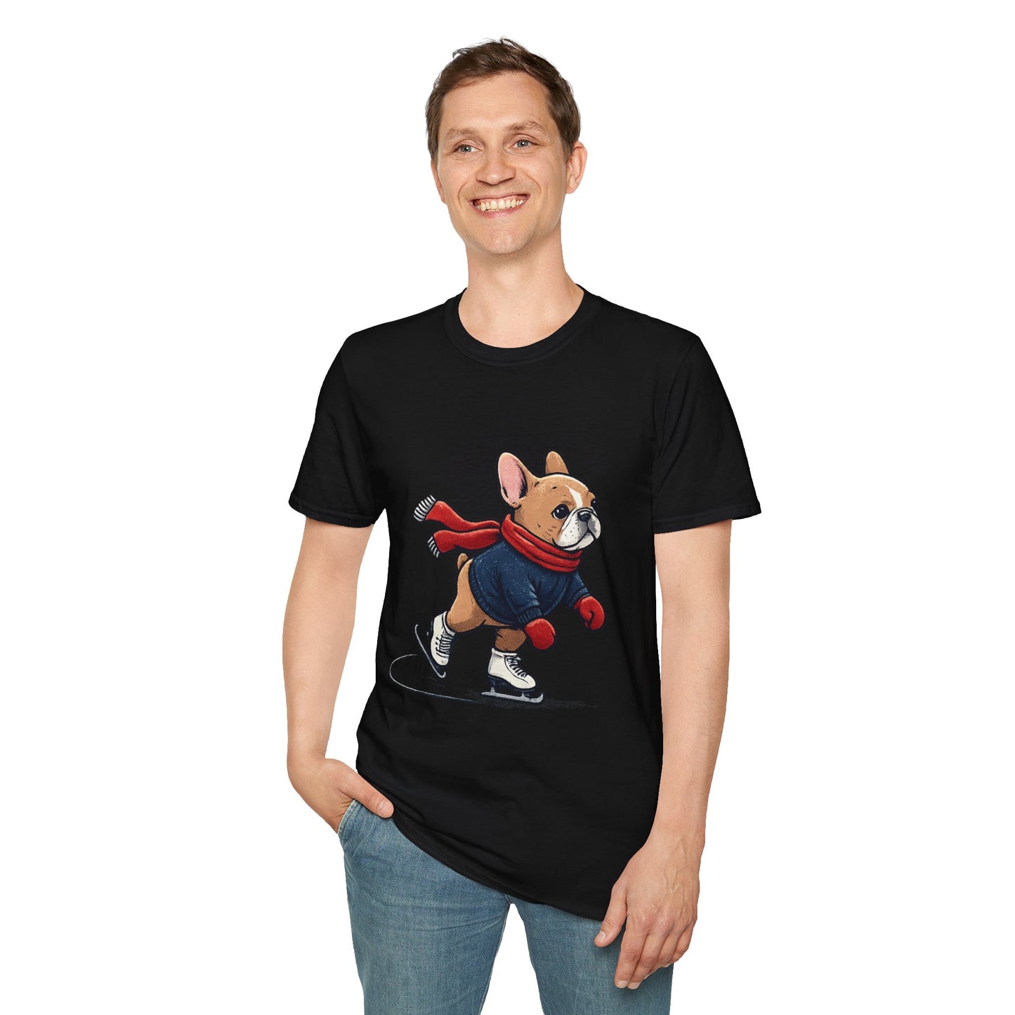 French Bulldog Ice Skating Shirt – Cute Winter Frenchie Tee, Holiday Dog Lover Gift, Skating Frenchie T-Shirt, Cozy Winter Puppy Graphic Tee