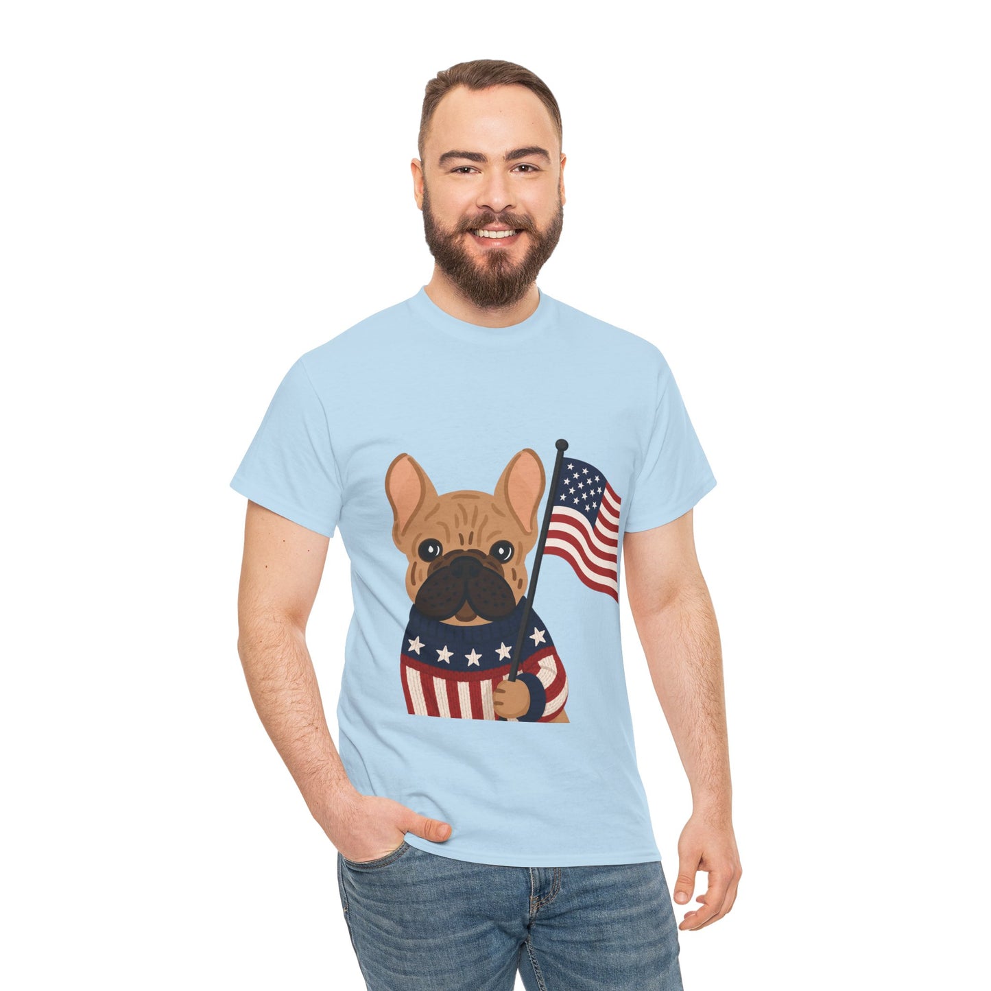 Patriotic French Bulldog Shirt, American Flag Frenchie Tee, Fourth of July Dog Lover Shirt, USA French Bulldog Gift, Patriotic Puppy Sweater Tee
